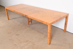 Milo Baughman for Directional Burl Wood Parsons Dining Table, Newly Refinished
