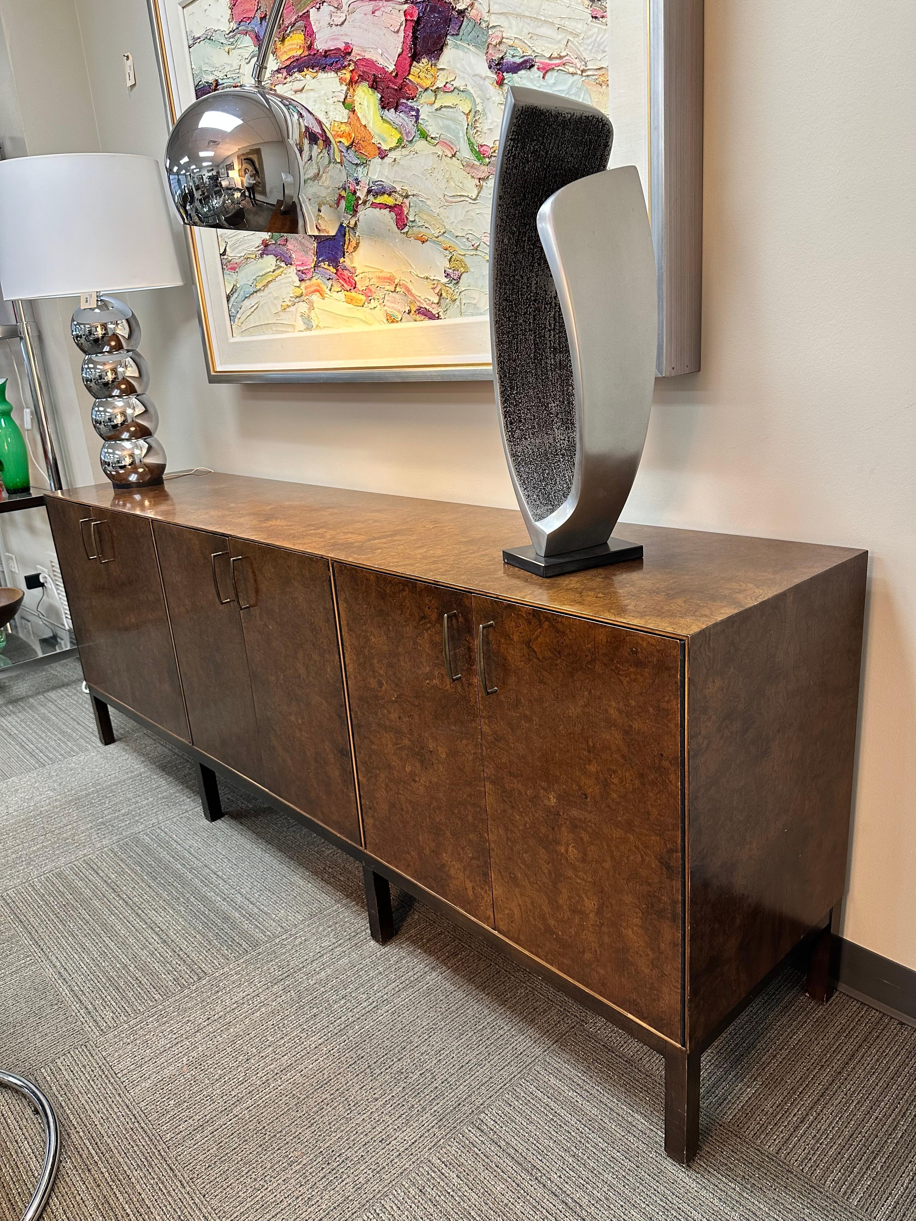 Mid-Century Modern Milo Baughman for Directional Burled Walnut Sideboard or Credenza For Sale