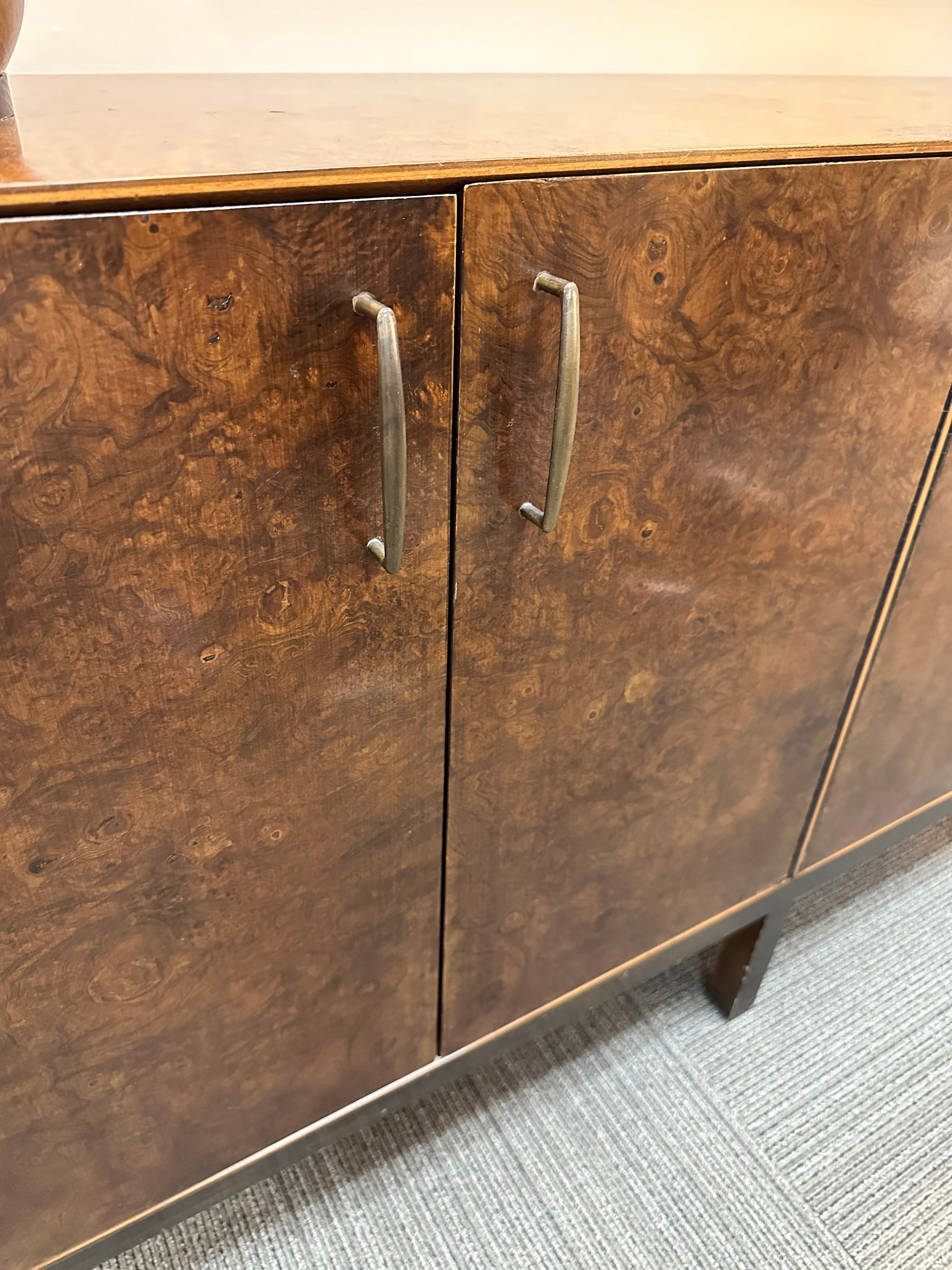 Late 20th Century Milo Baughman for Directional Burled Walnut Sideboard or Credenza For Sale