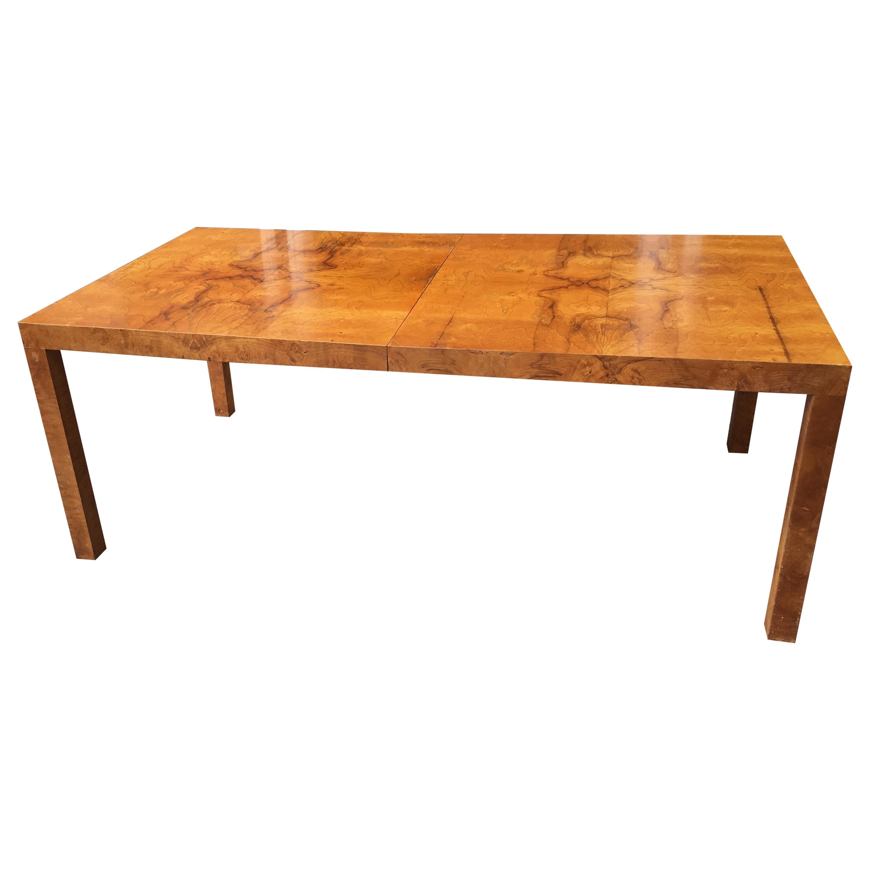 Milo Baughman for Directional Burled Wood Table with 1 Leaf!