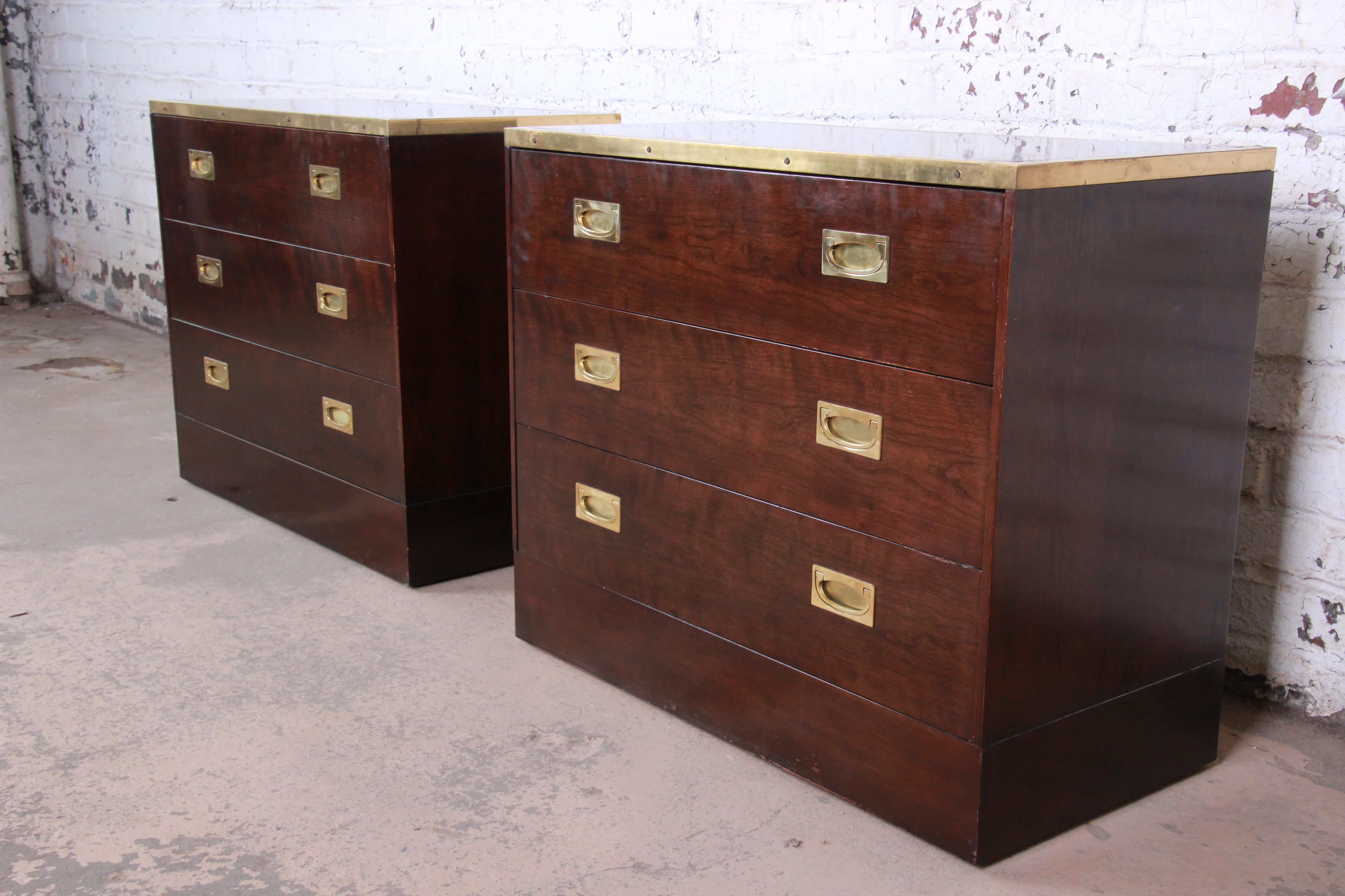 Mid-Century Modern Milo Baughman for Directional Campaign Style Bachelor Chests or Nightstands