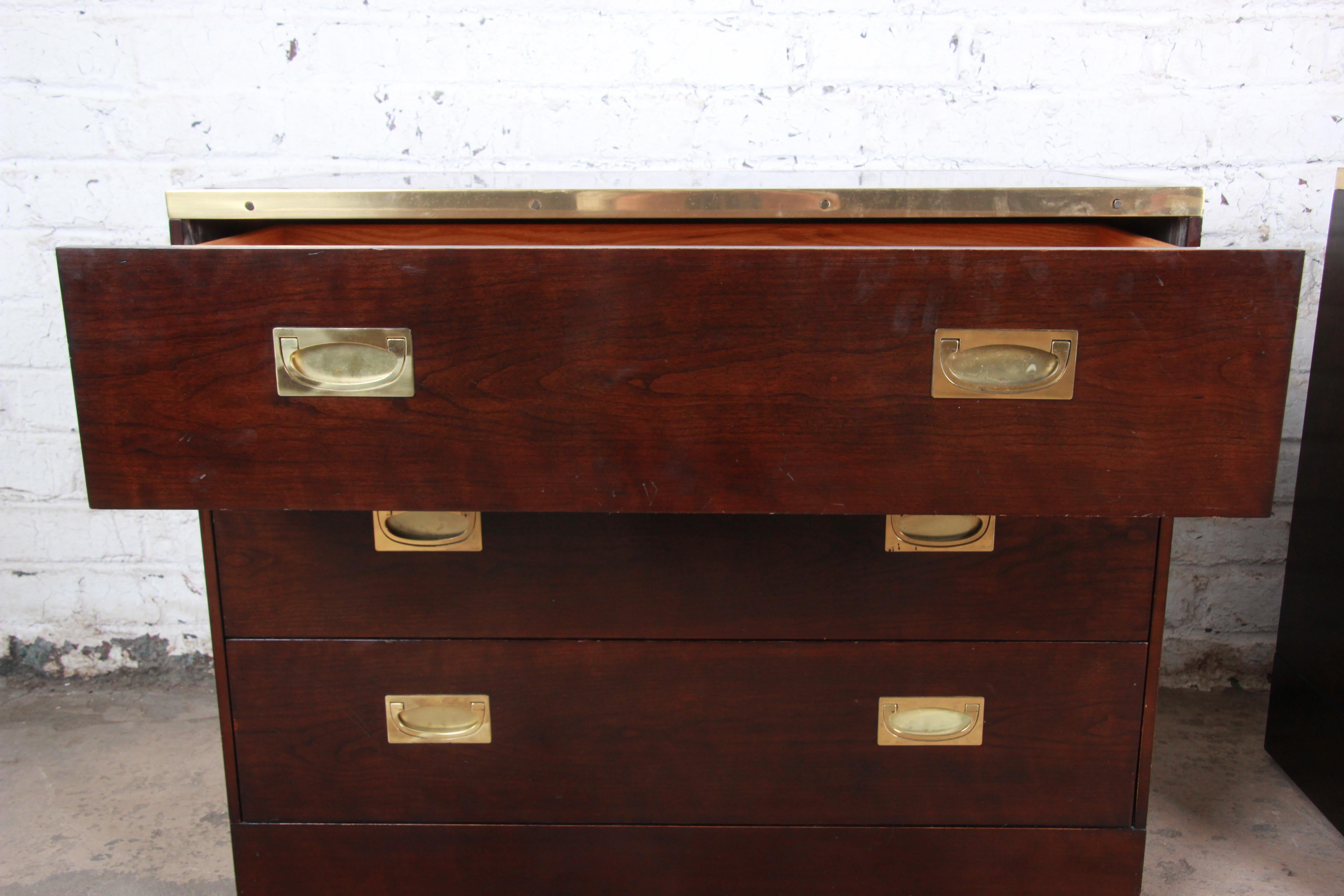Late 20th Century Milo Baughman for Directional Campaign Style Bachelor Chests or Nightstands