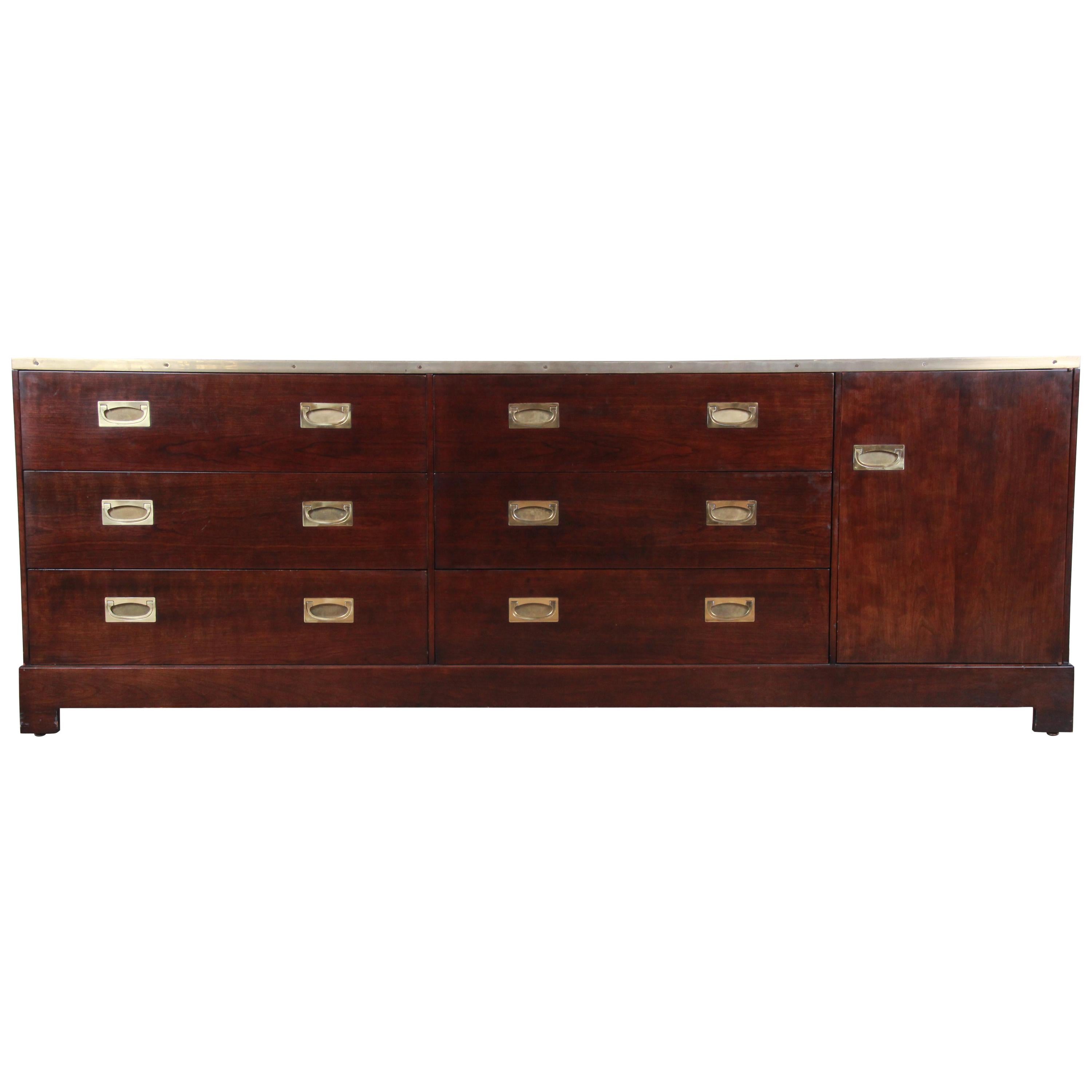 Milo Baughman for Directional Campaign Style Triple Dresser or Credenza