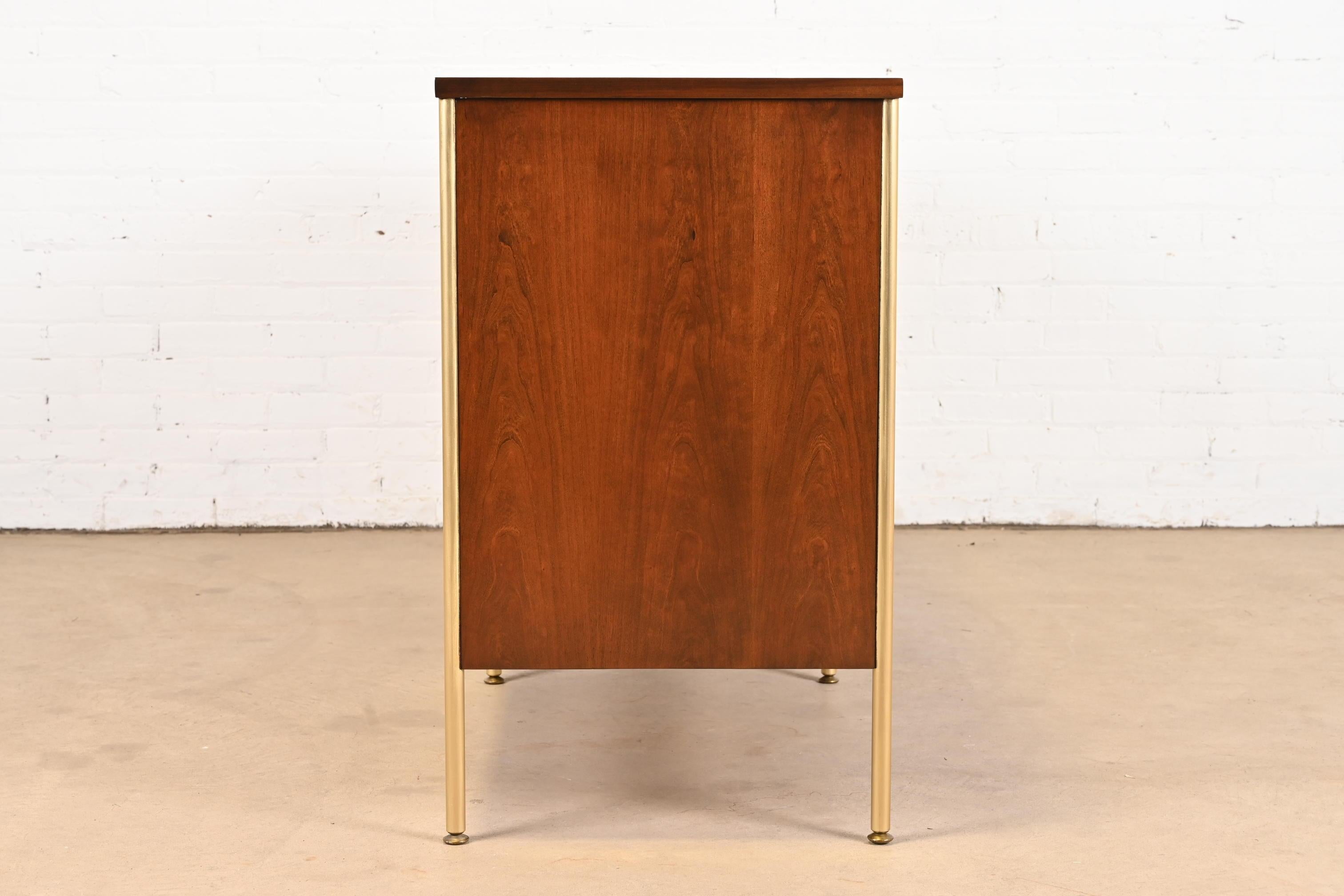 Milo Baughman for Directional Cherry and Brass Double Dresser, Newly Refinished For Sale 10