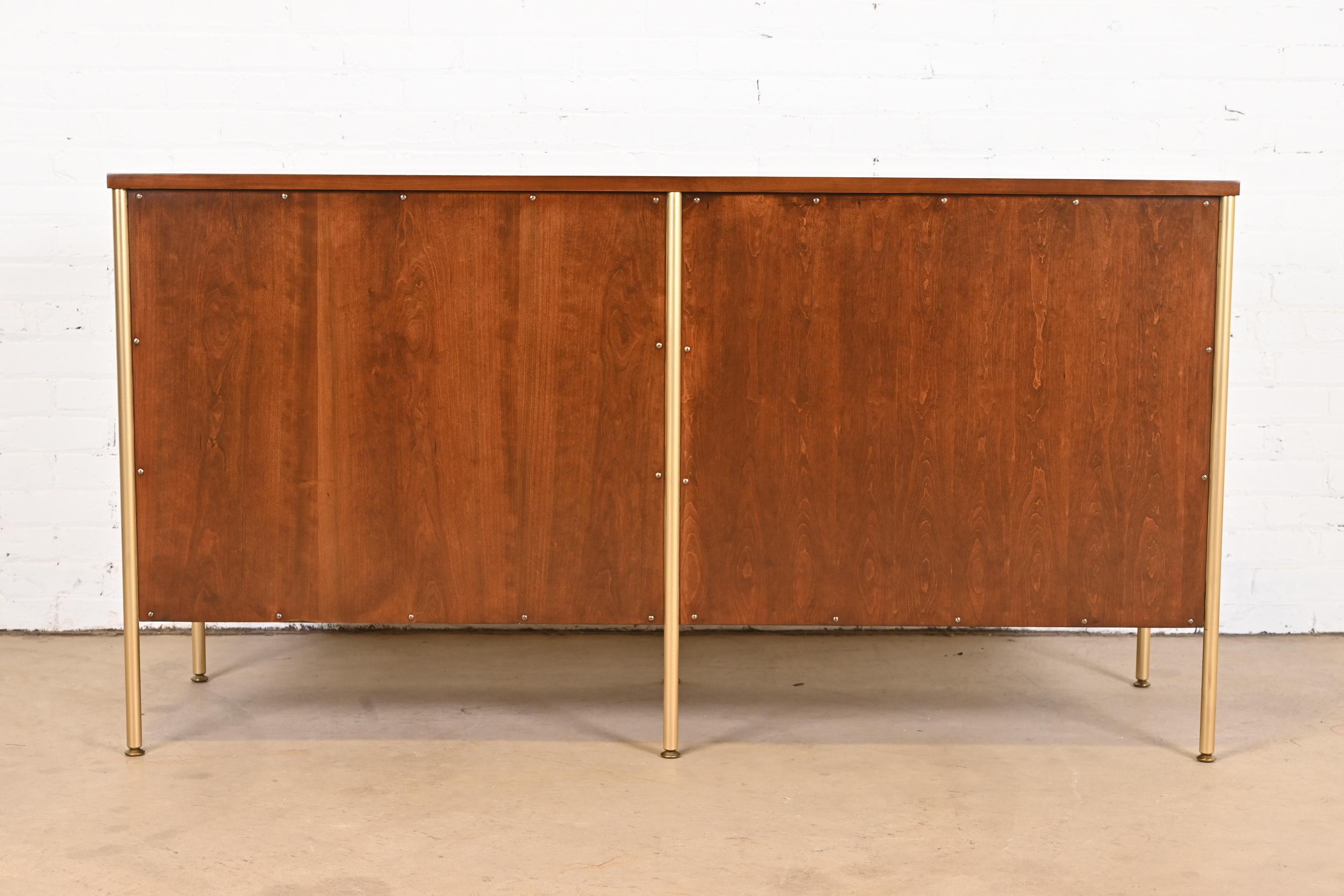 Milo Baughman for Directional Cherry and Brass Double Dresser, Newly Refinished For Sale 11