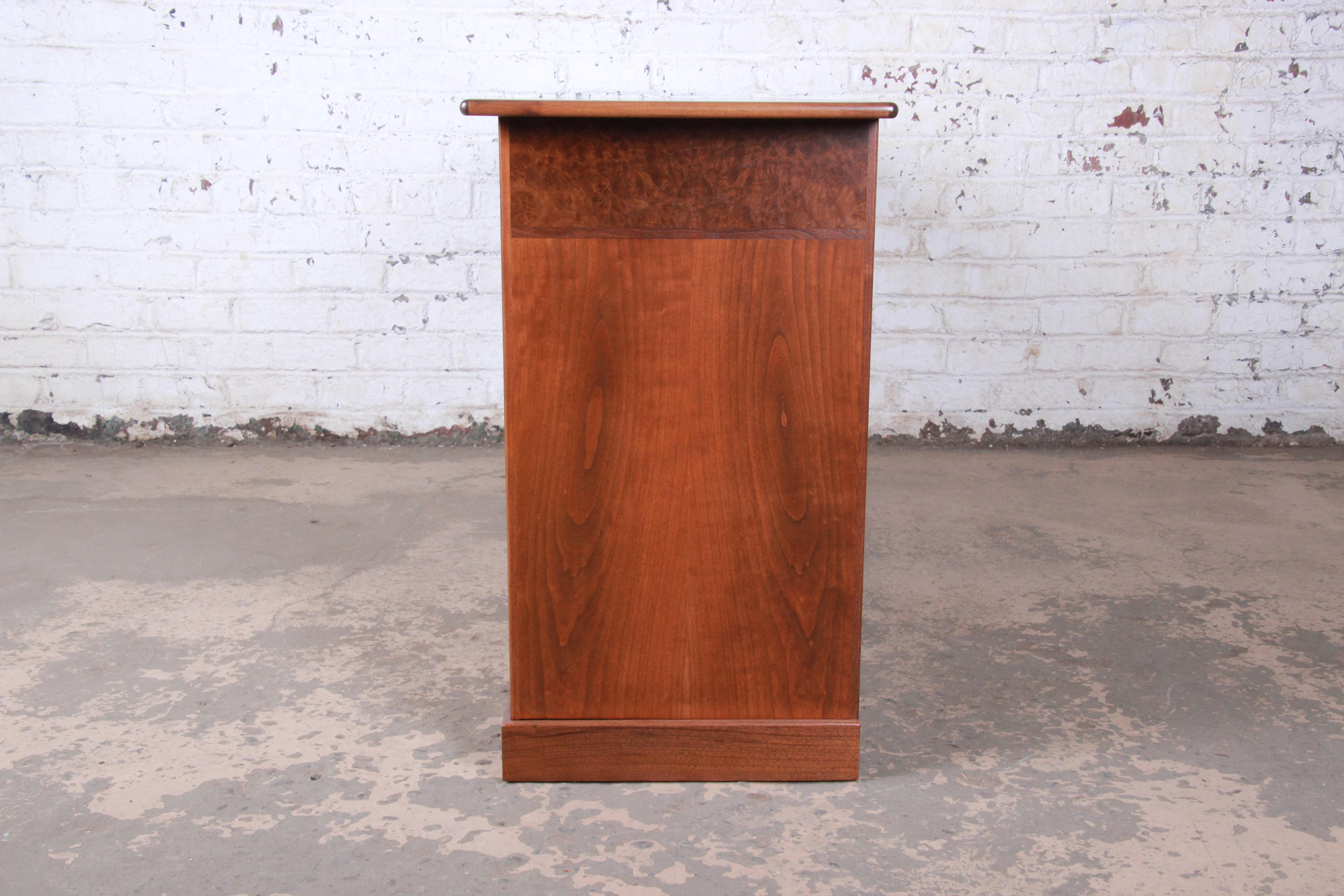 Milo Baughman for Directional Cherry and Burl Dresser or Credenza, Restored 10