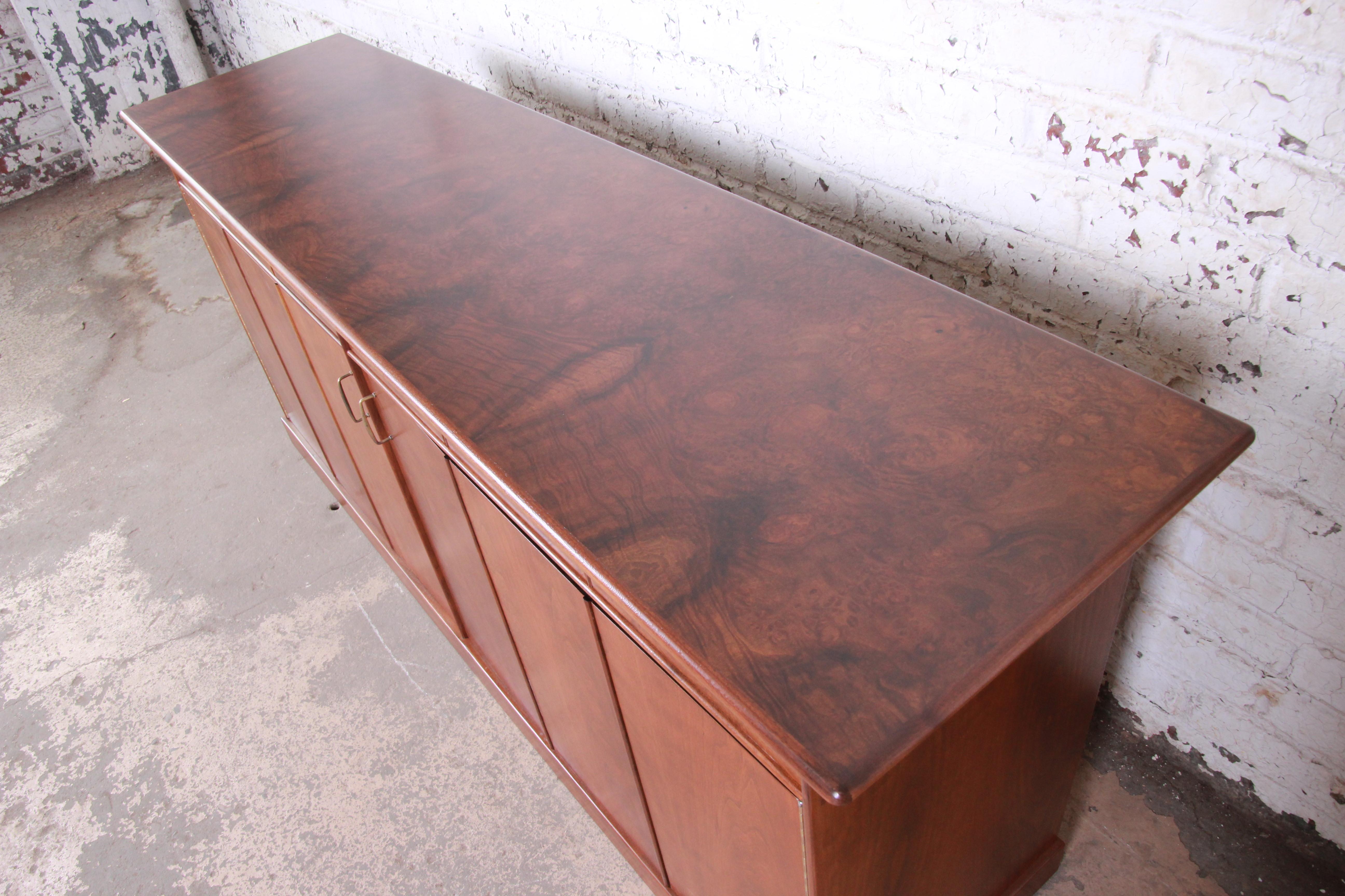 Mid-20th Century Milo Baughman for Directional Cherry and Burl Dresser or Credenza, Restored