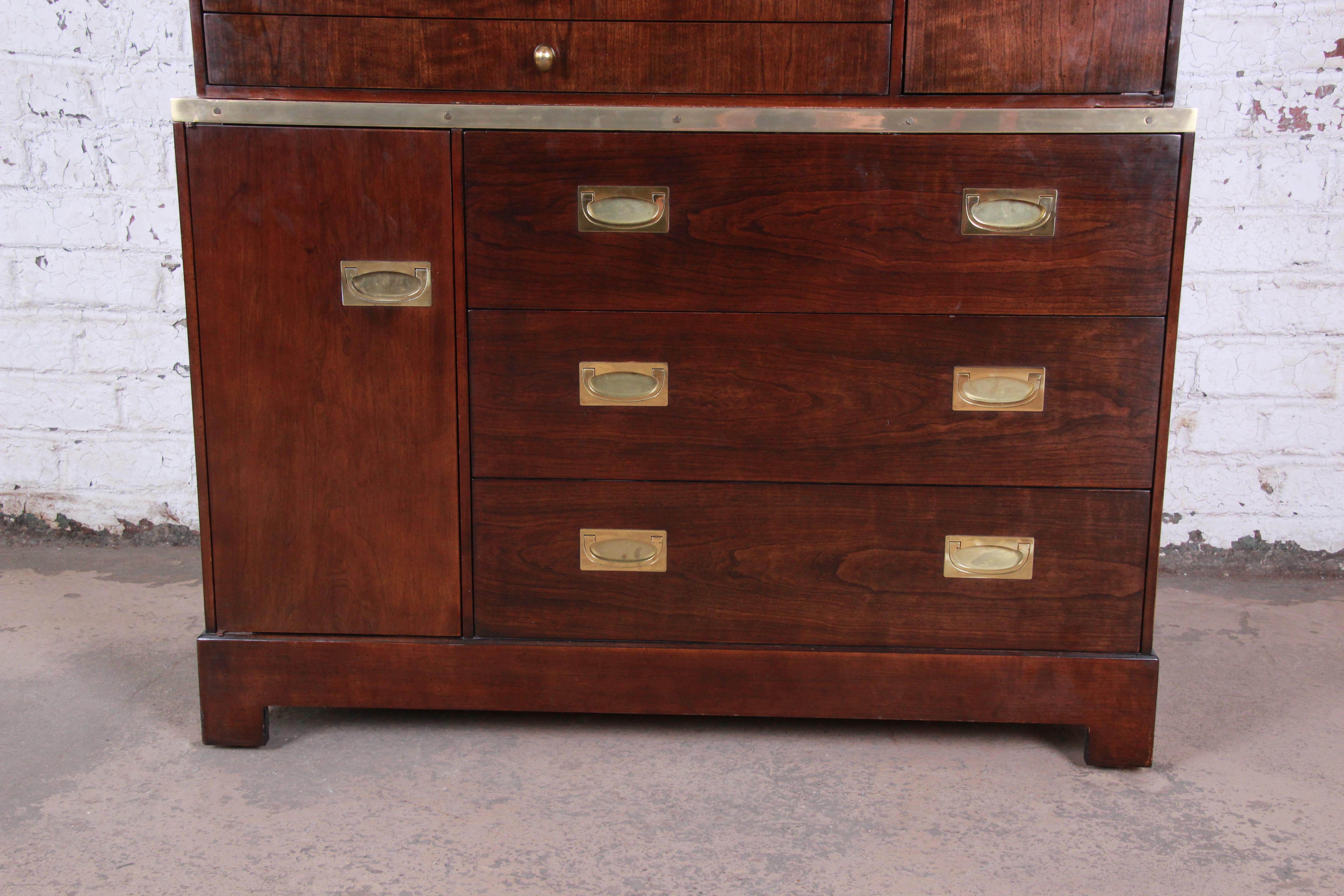 Milo Baughman for Directional Custom Collection Campaign Style Gentleman's Chest In Good Condition In South Bend, IN