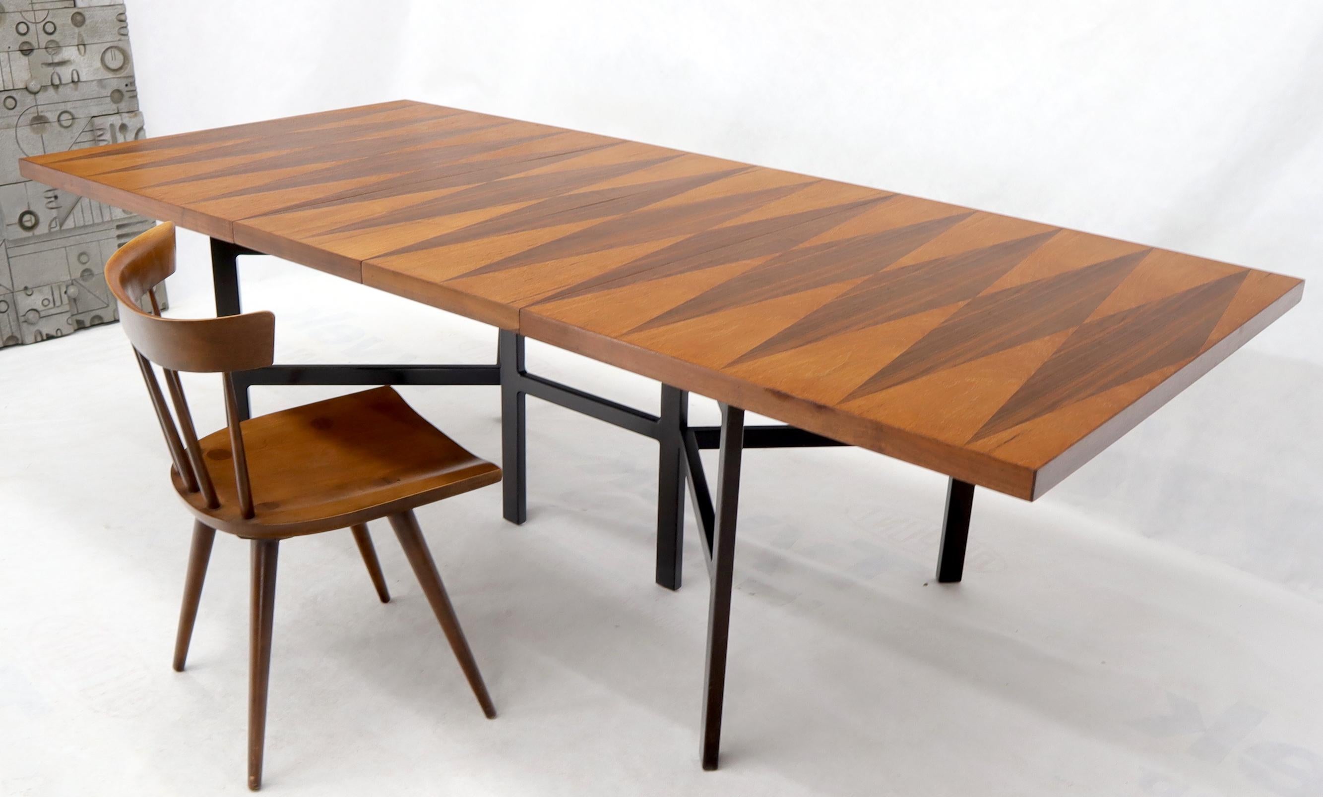 Mid-Century Modern Milo Baughman for Directional Dimond Teak & Walnut Dining Table Gate Legs Base en vente