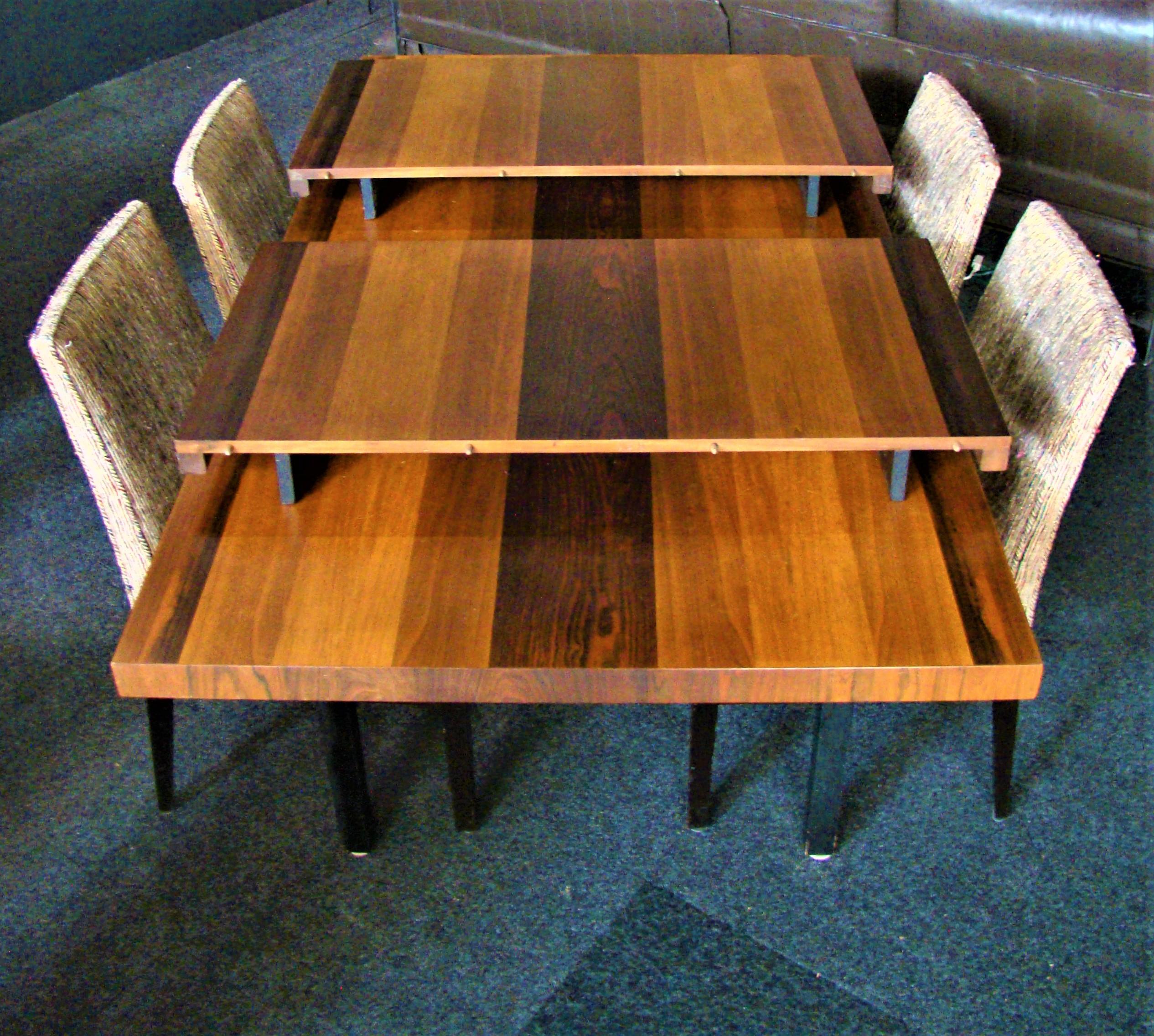 Milo Baughman for Directional Exotic Mixed Wood Dining Table plus 2 Leaves 4