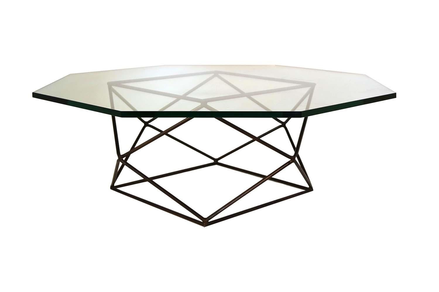 Mid-Century Modern Milo Baughman for Directional Geometric Bronze Glass Coffee Table For Sale