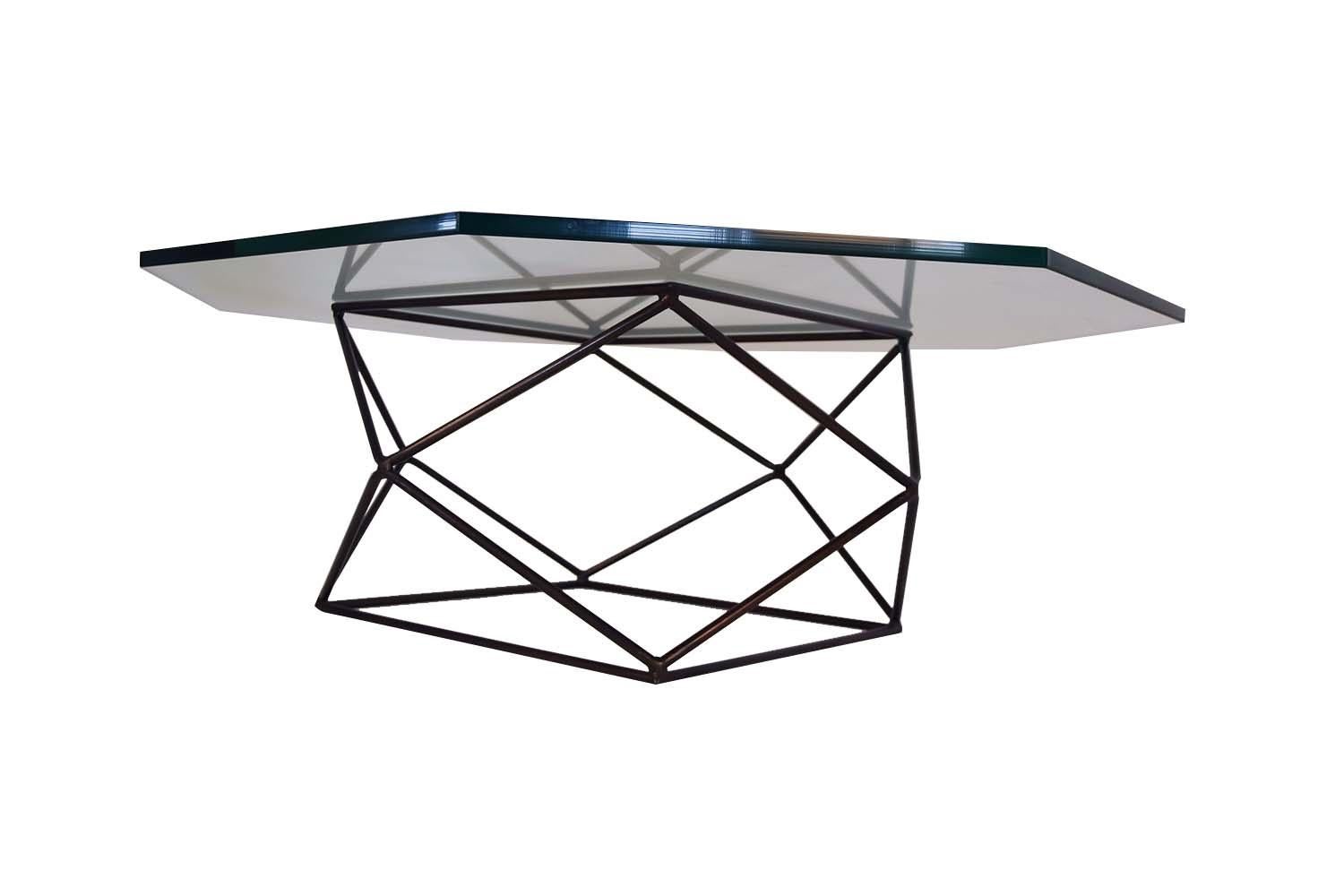 Milo Baughman for Directional Geometric Bronze Glass Coffee Table For Sale 1