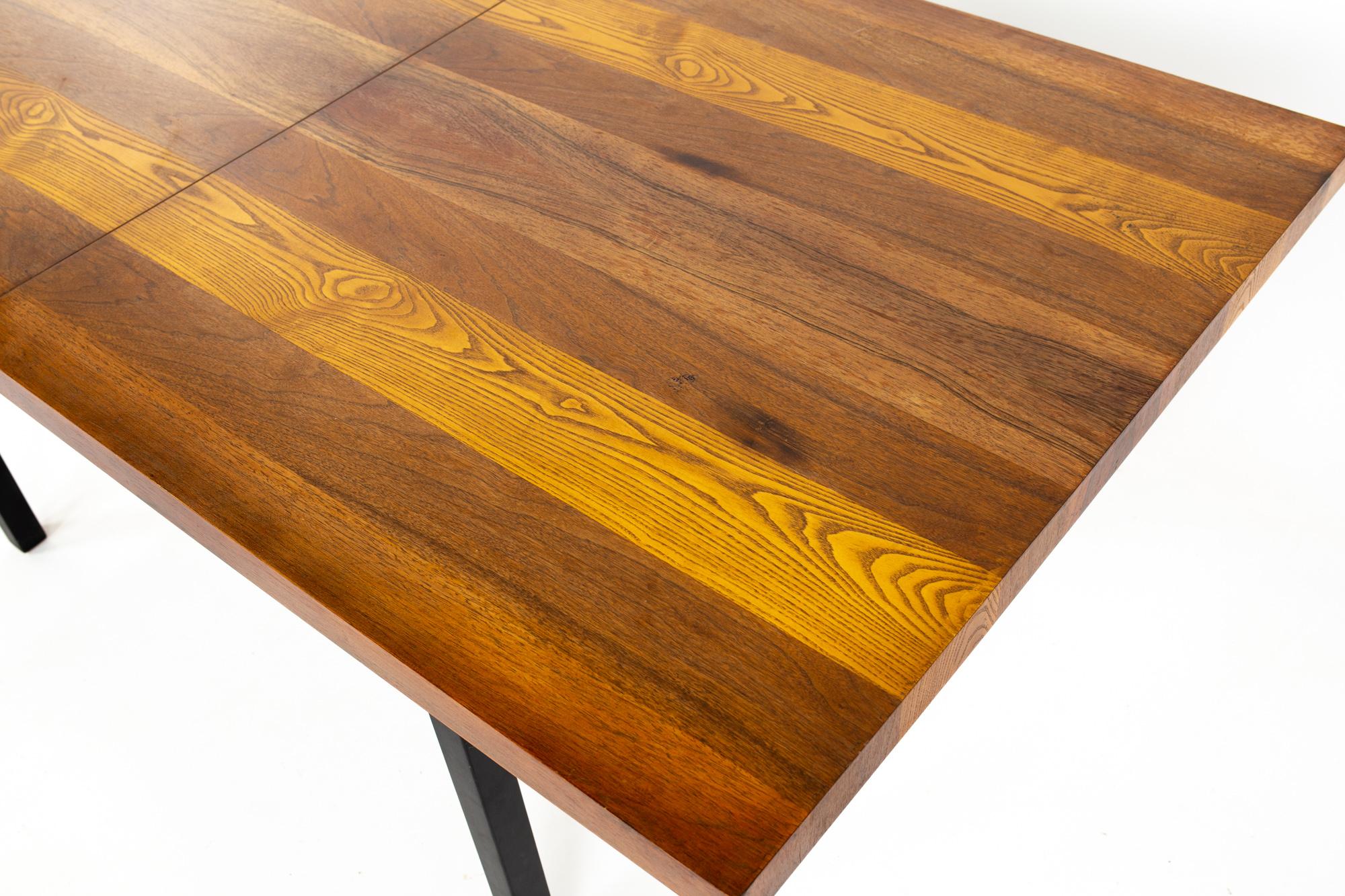 American Milo Baughman for Directional MCM Rosewood Walnut and Oak Parsons Dining Table