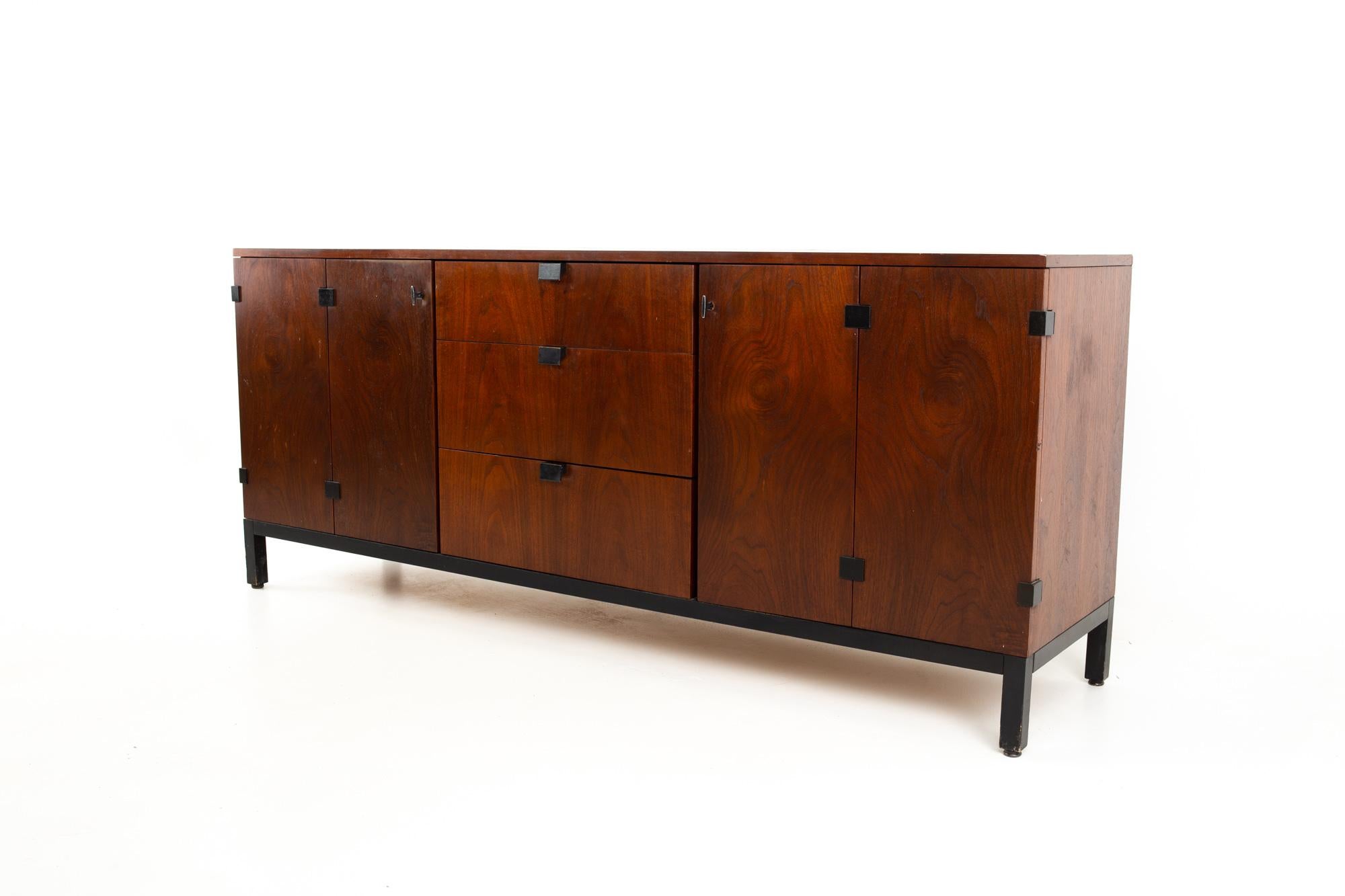 Milo Baughman for Directional midcentury walnut 9-drawer lowboy dresser sideboard credenza
Credenza measures: 72 wide x 18.25 deep x 30.5 inches high

All pieces of furniture can be had in what we call restored vintage condition. That means the