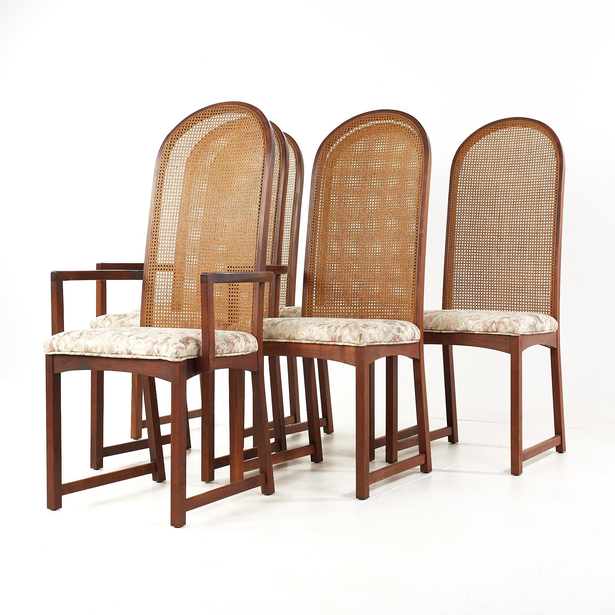 Mid-Century Modern Milo Baughman for Directional MCM Walnut and Cane Back Dining Chairs - Set of 6 For Sale