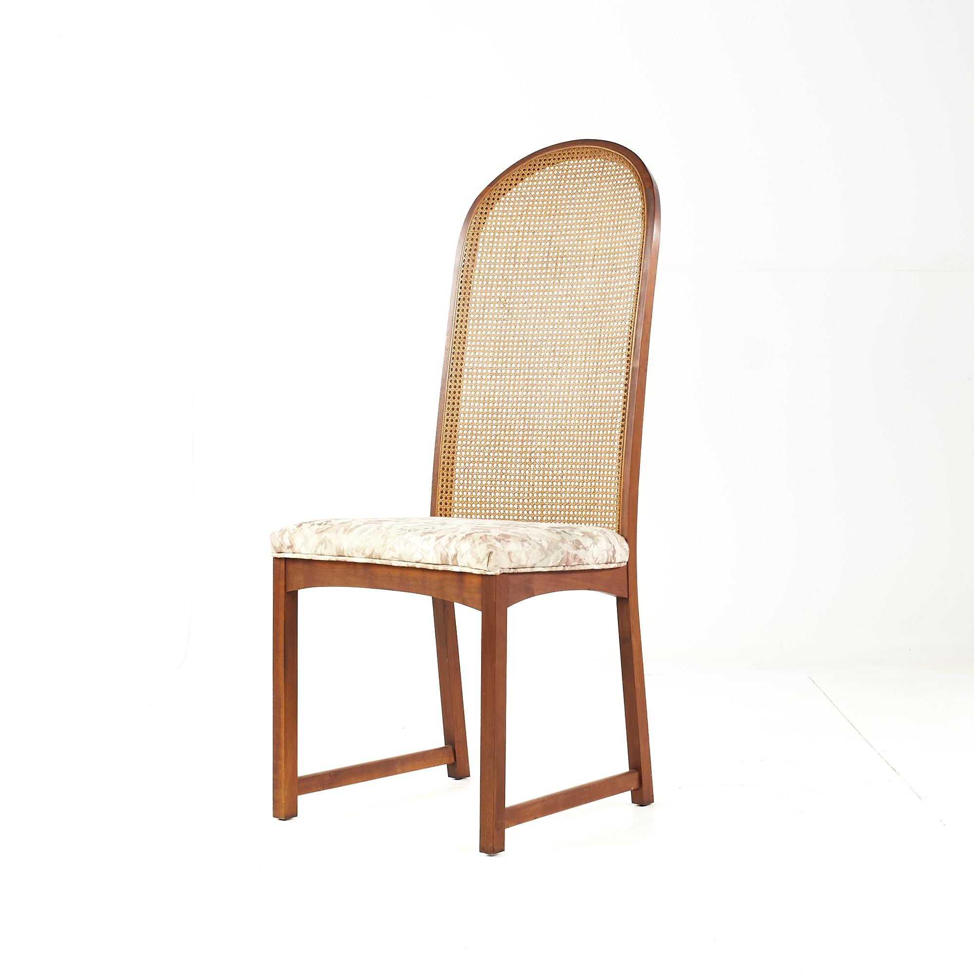 Late 20th Century Milo Baughman for Directional MCM Walnut and Cane Back Dining Chairs - Set of 6 For Sale