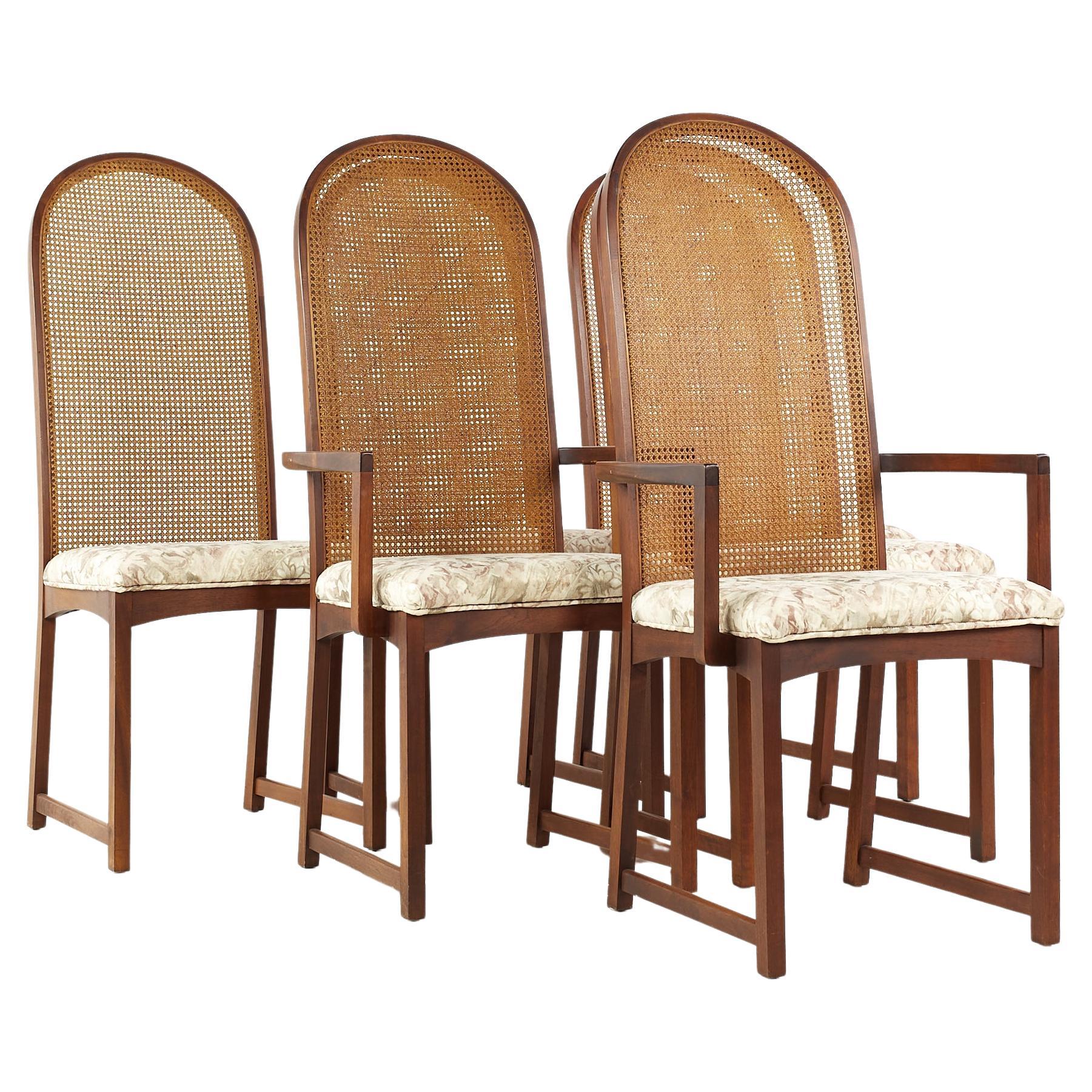 Milo Baughman for Directional MCM Walnut and Cane Back Dining Chairs - Set of 6
