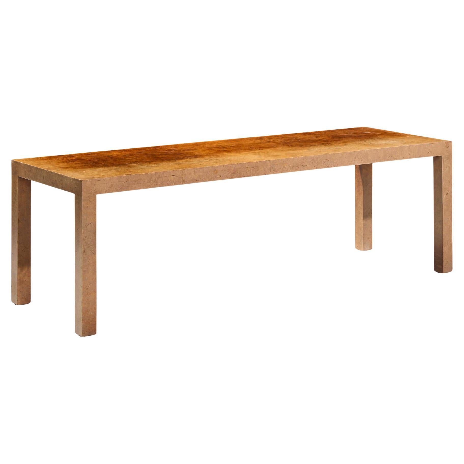 Milo Baughman for Directional Mid Century Burlwood Parsons Coffee Table For Sale