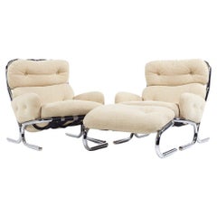 SOLD 04/25/24 Milo Baughman for Directional MCM Chrome Chair and Ottoman Set