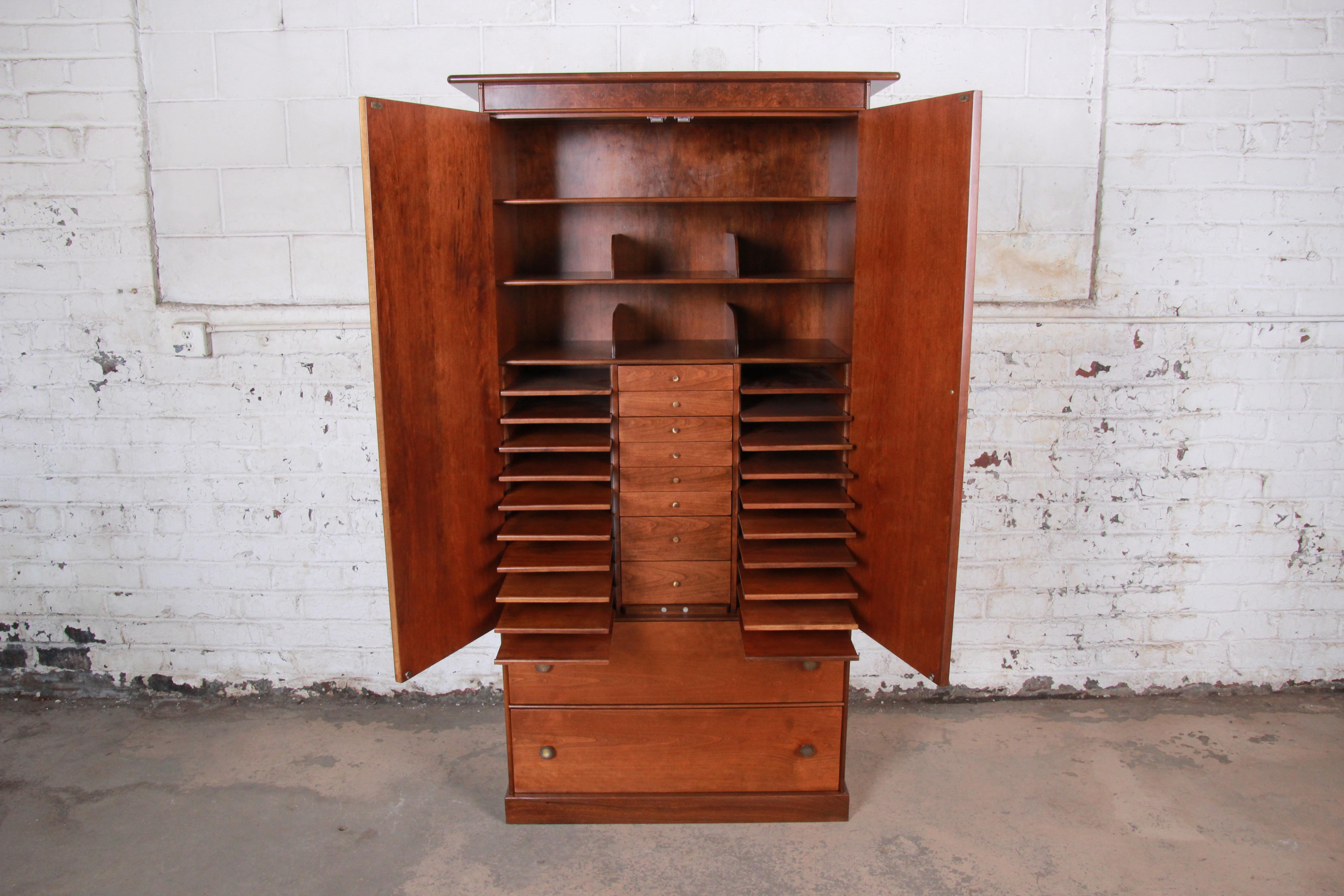 American Milo Baughman for Directional Mid-Century Modern Armoire Dresser, Newly Restored