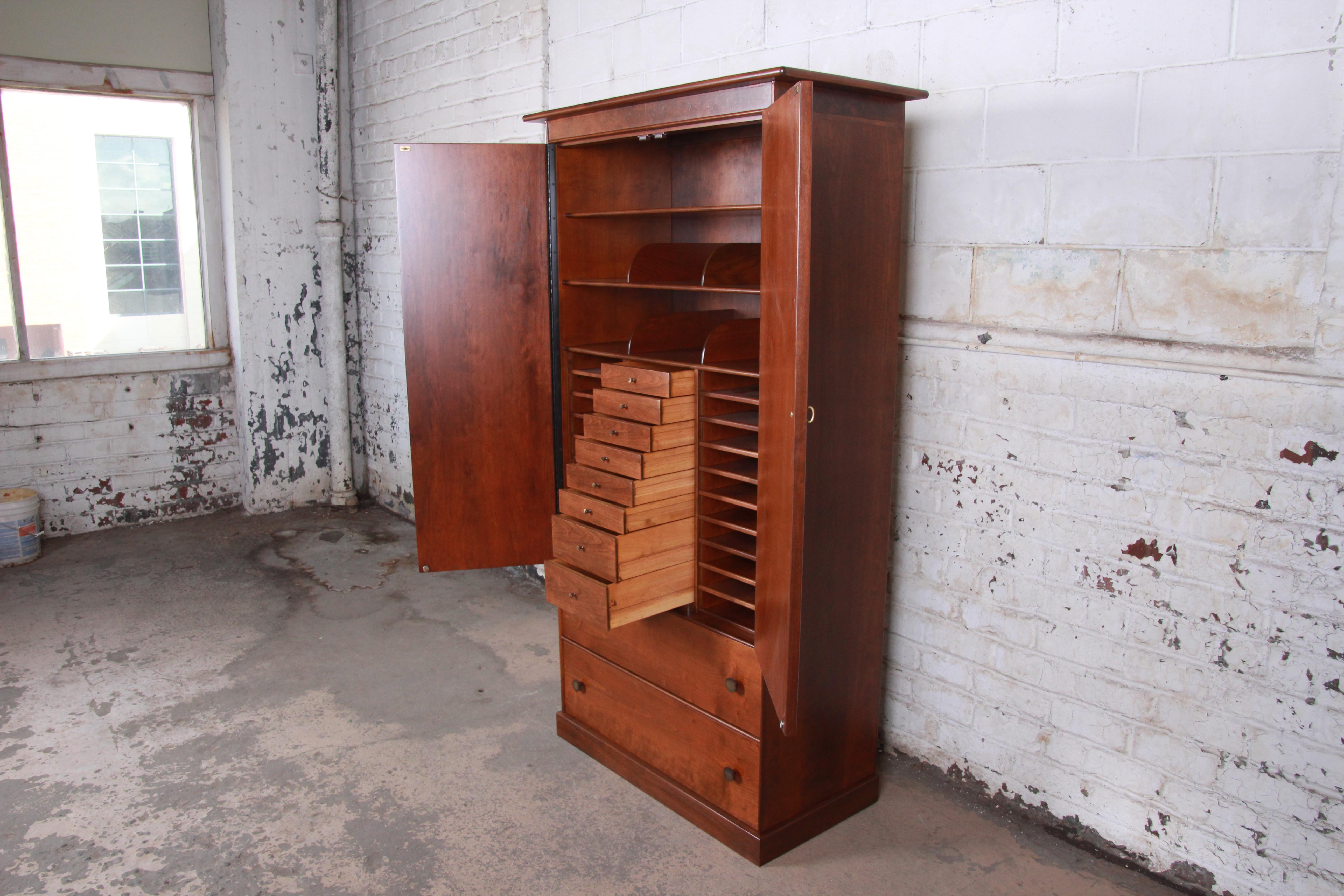 Brass Milo Baughman for Directional Mid-Century Modern Armoire Dresser, Newly Restored