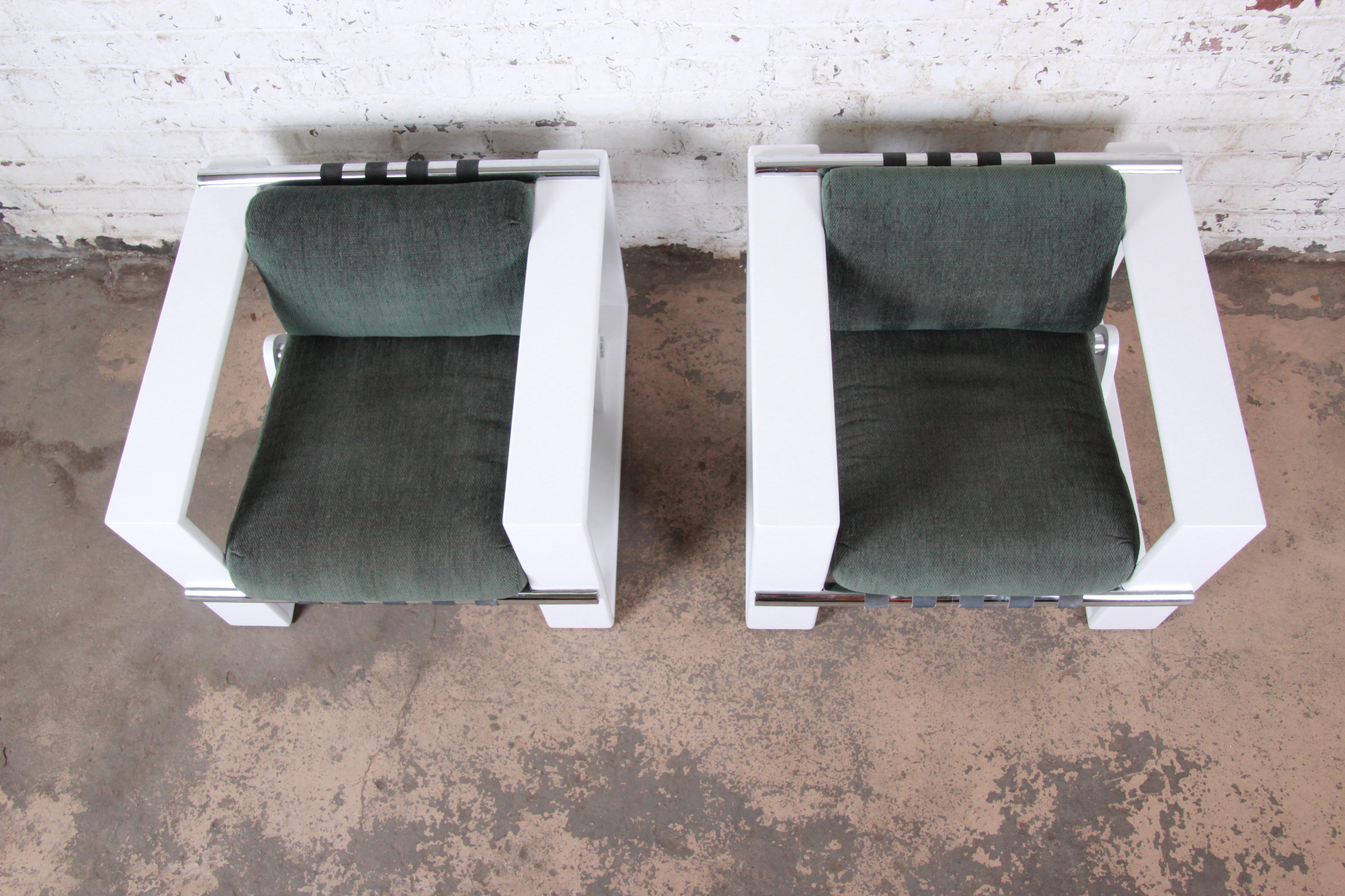 Jonathan Ginat for Directional Mid-Century Modern Cube Lounge Chairs, Pair 1