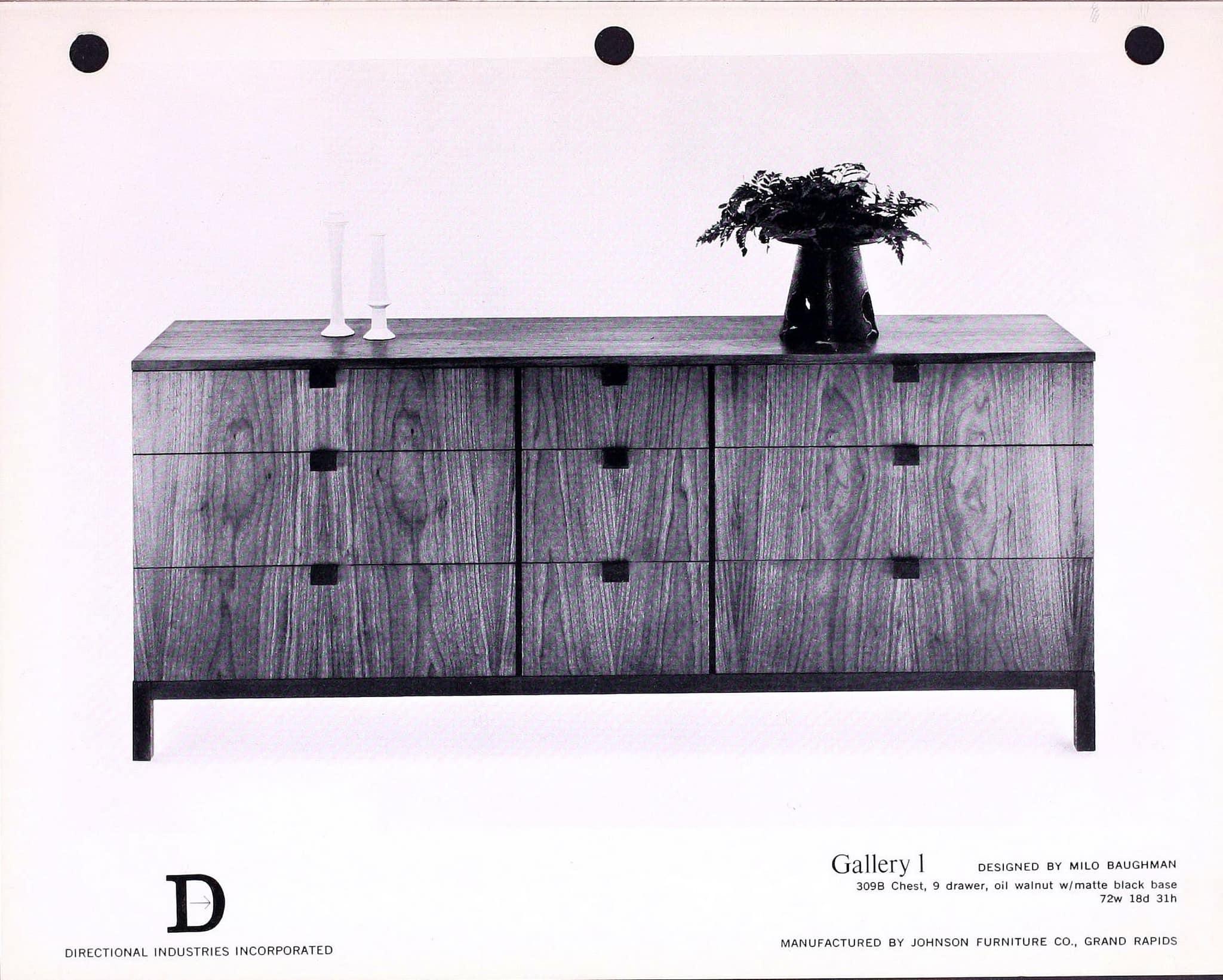 Milo Baughman for Directional Mid Century Modern Walnut Dresser 4