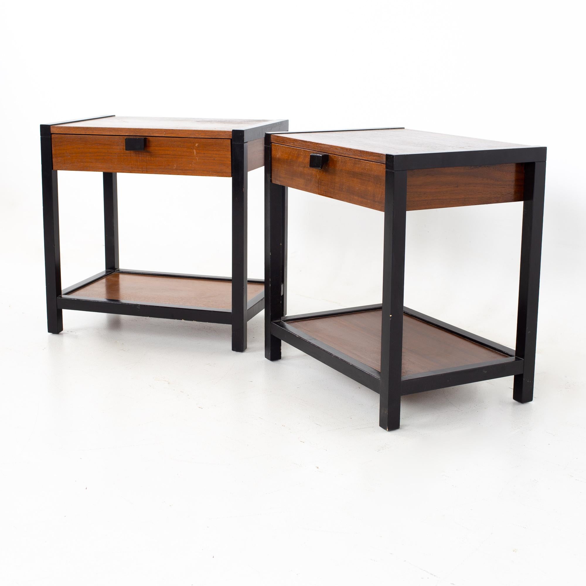 Milo Baughman for Directional mid century nightstands - a pair
Each nightstand measures: 22 wide x 15 deep x 22 inches high

All pieces of furniture can be had in what we call restored vintage condition. That means the piece is restored upon