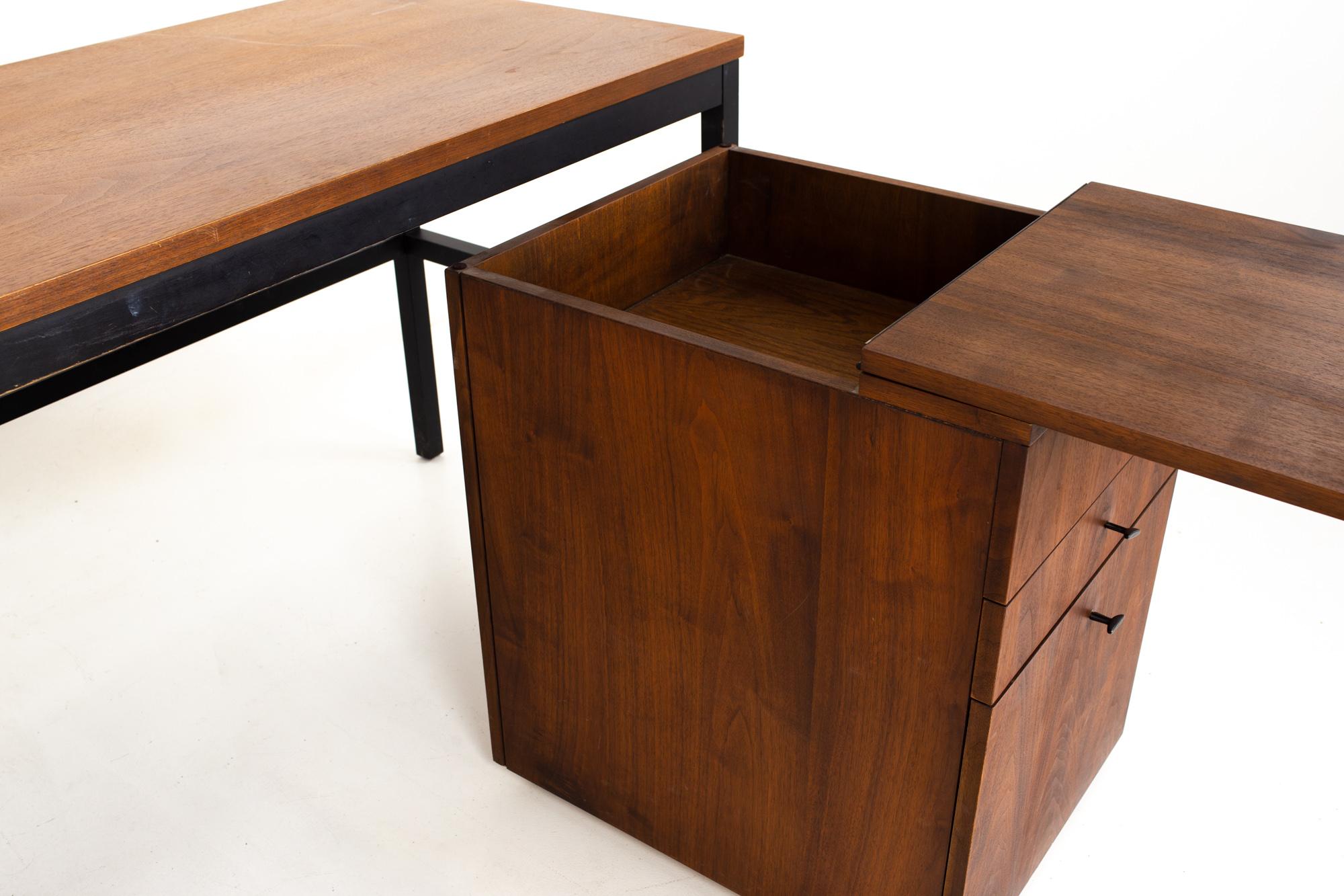 Milo Baughman for Directional Mid Century Parsons Writing Desk with Modular File 3