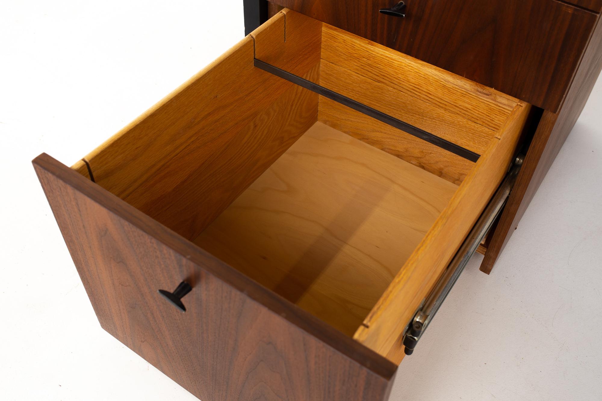 Milo Baughman for Directional Mid Century Parsons Writing Desk with Modular File 5