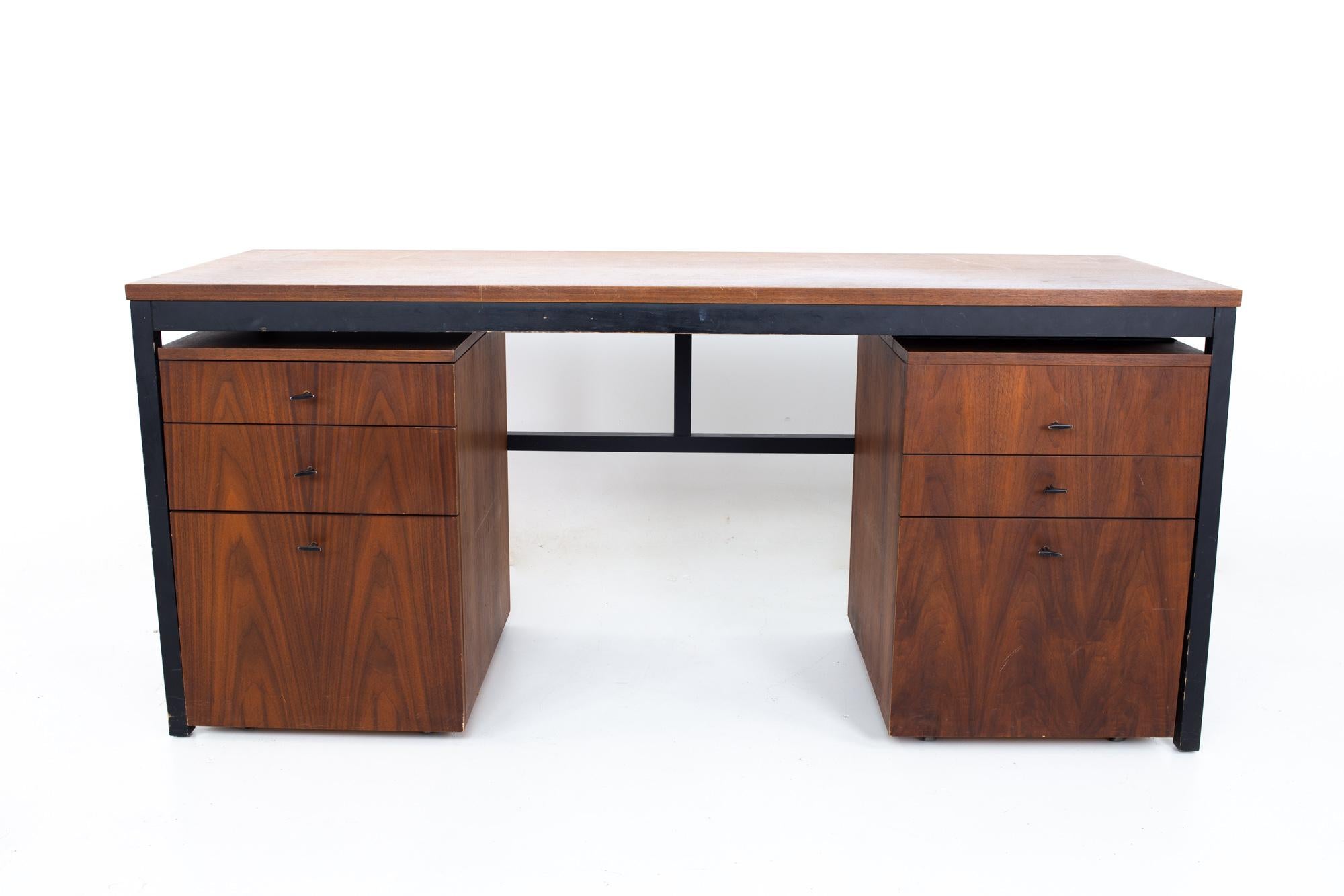 Mid-Century Modern Milo Baughman for Directional Mid Century Parsons Writing Desk with Modular File