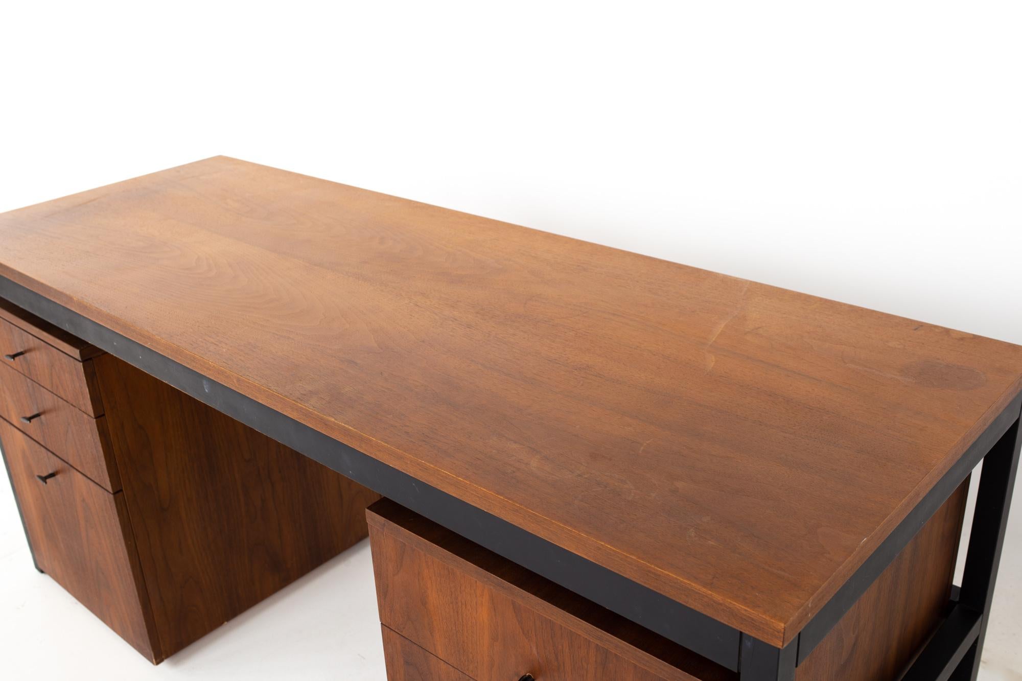 Late 20th Century Milo Baughman for Directional Mid Century Parsons Writing Desk with Modular File