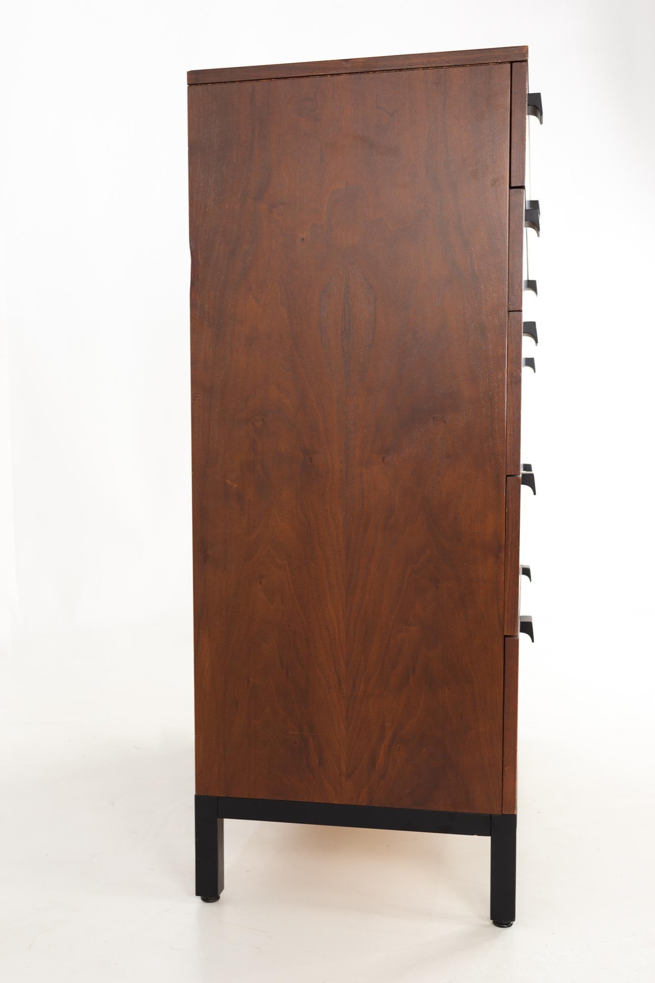 Late 20th Century Milo Baughman for Directional Mid Century Walnut 5 Drawer Highboy Dresser
