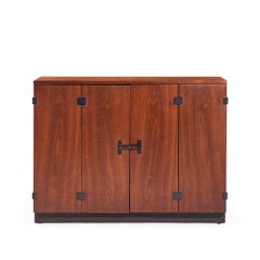 Milo Baughman for Directional Mid Century Walnut Bar Console Credenza
