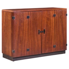 Milo Baughman for Directional Mid Century Walnut Bar Console Credenza