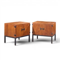 Milo Baughman for Directional Mid Century Walnut Nightstands - Pair