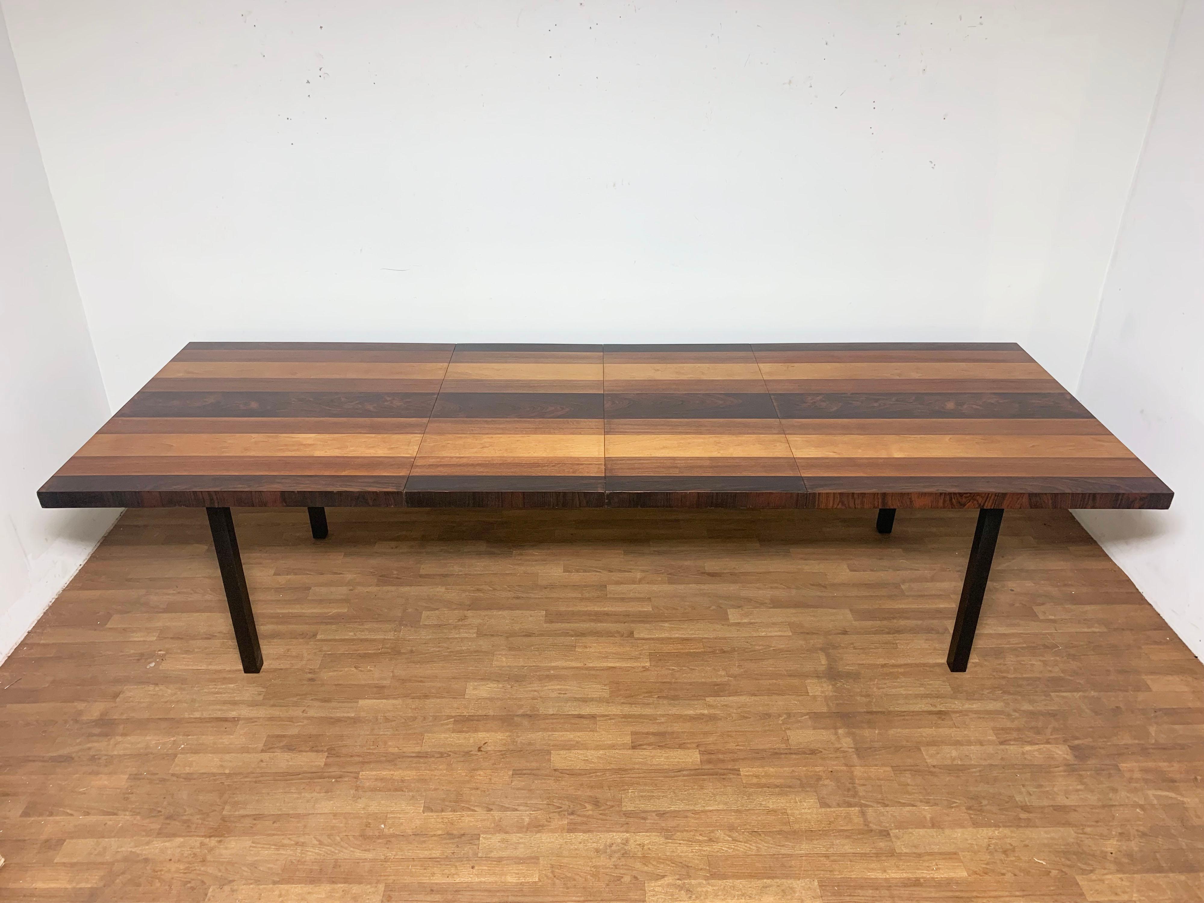 American Milo Baughman for Directional Mixed Woods Dining Table with Leaves, circa 1960s