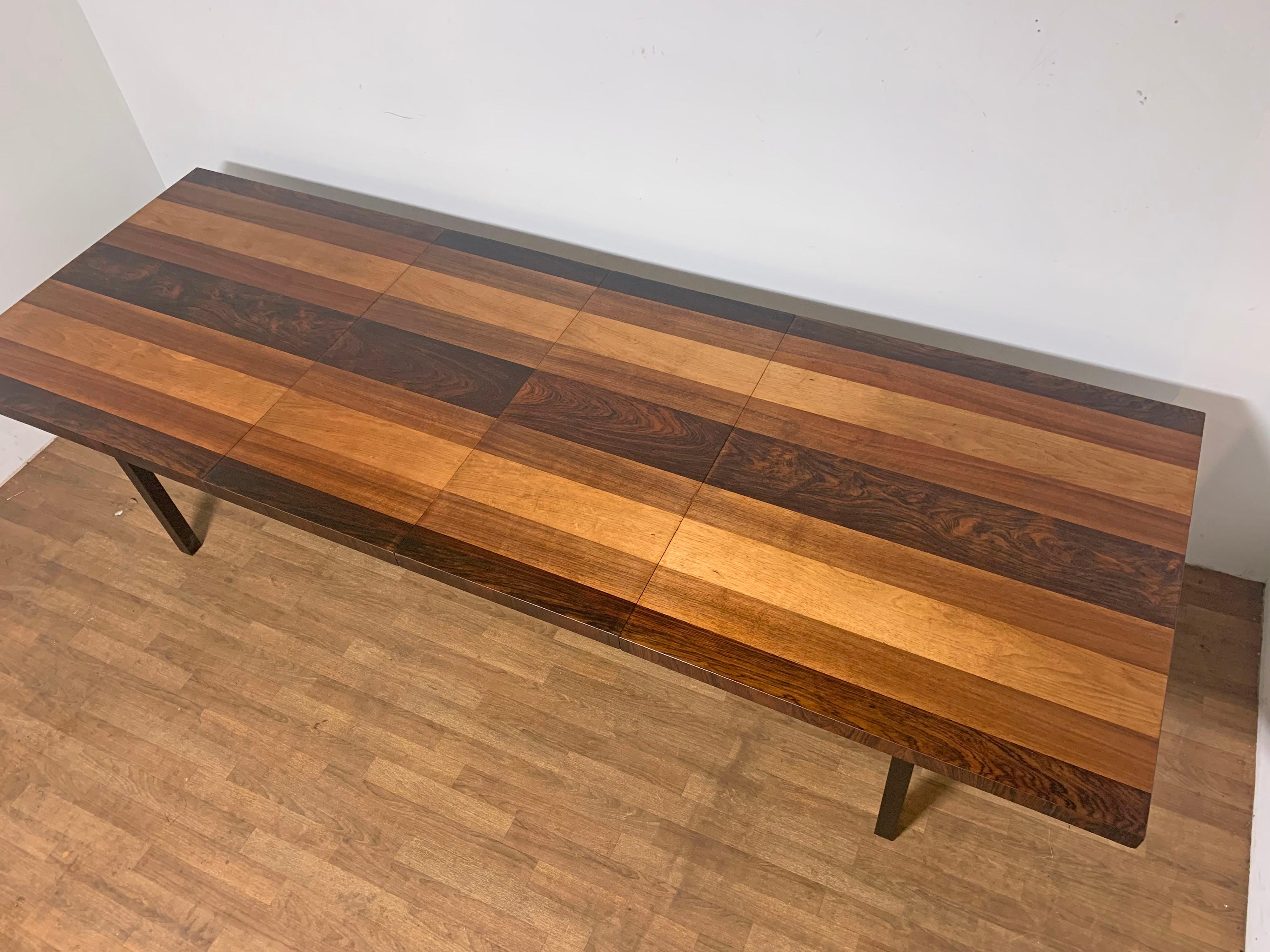 Mid-20th Century Milo Baughman for Directional Mixed Woods Dining Table with Leaves, circa 1960s