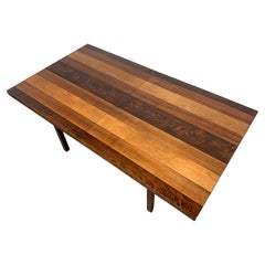 Used Milo Baughman for Directional Mixed Woods Dining Table with Leaves, circa 1960s