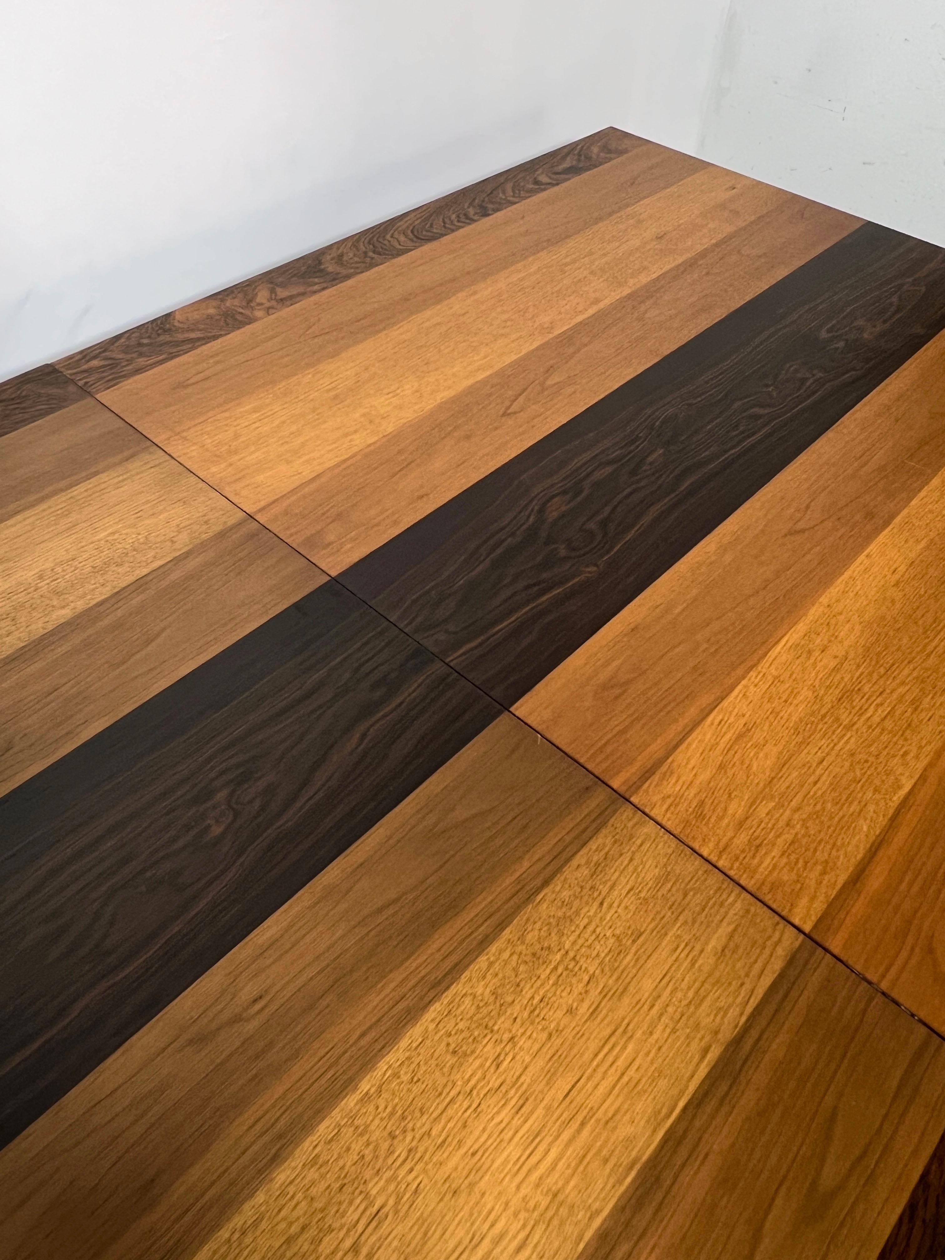 Milo Baughman for Directional Mixed Woods Dining Table with Two Leaves C. 1960s 8