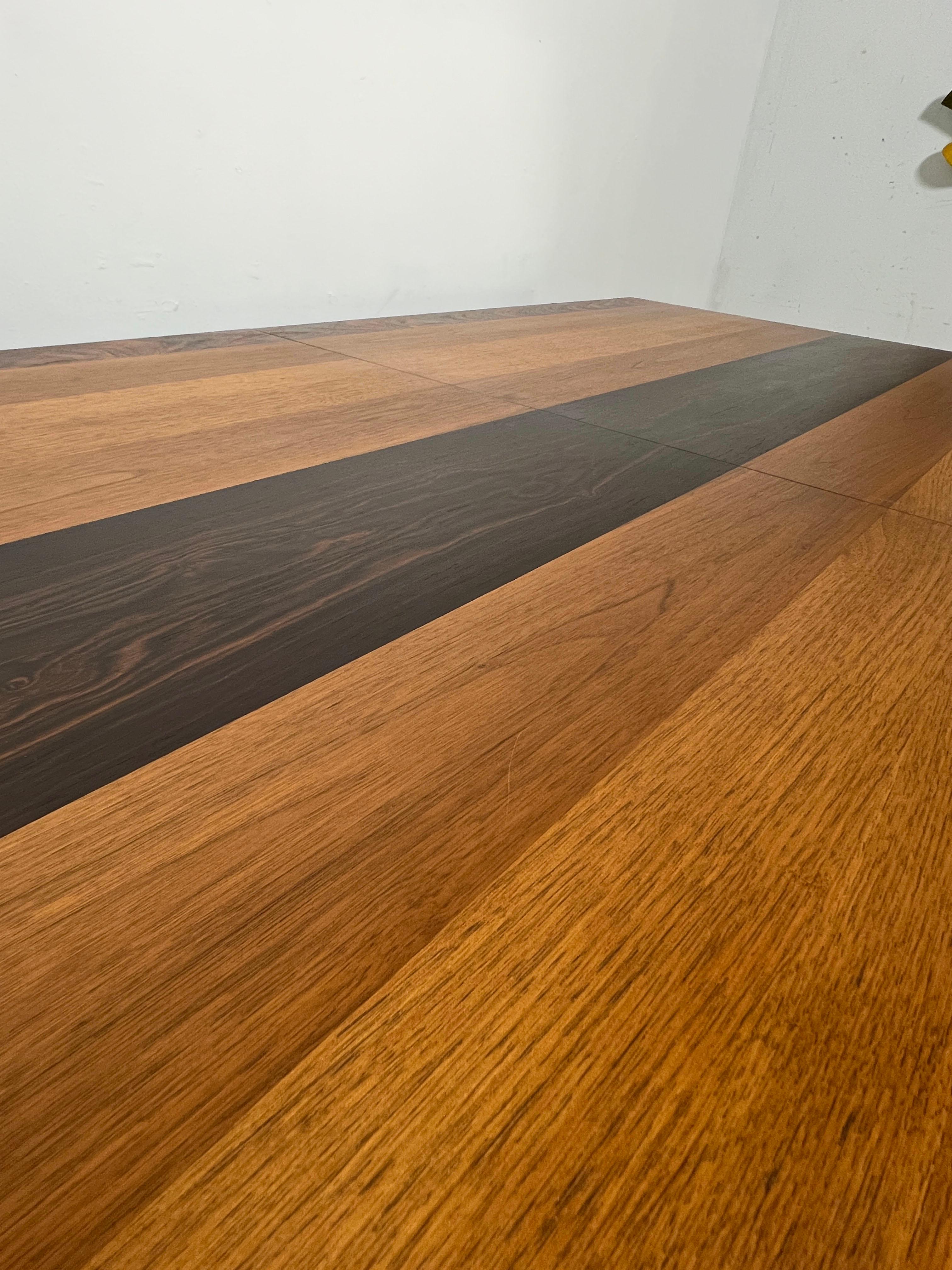 Mid-20th Century Milo Baughman for Directional Mixed Woods Dining Table with Two Leaves C. 1960s