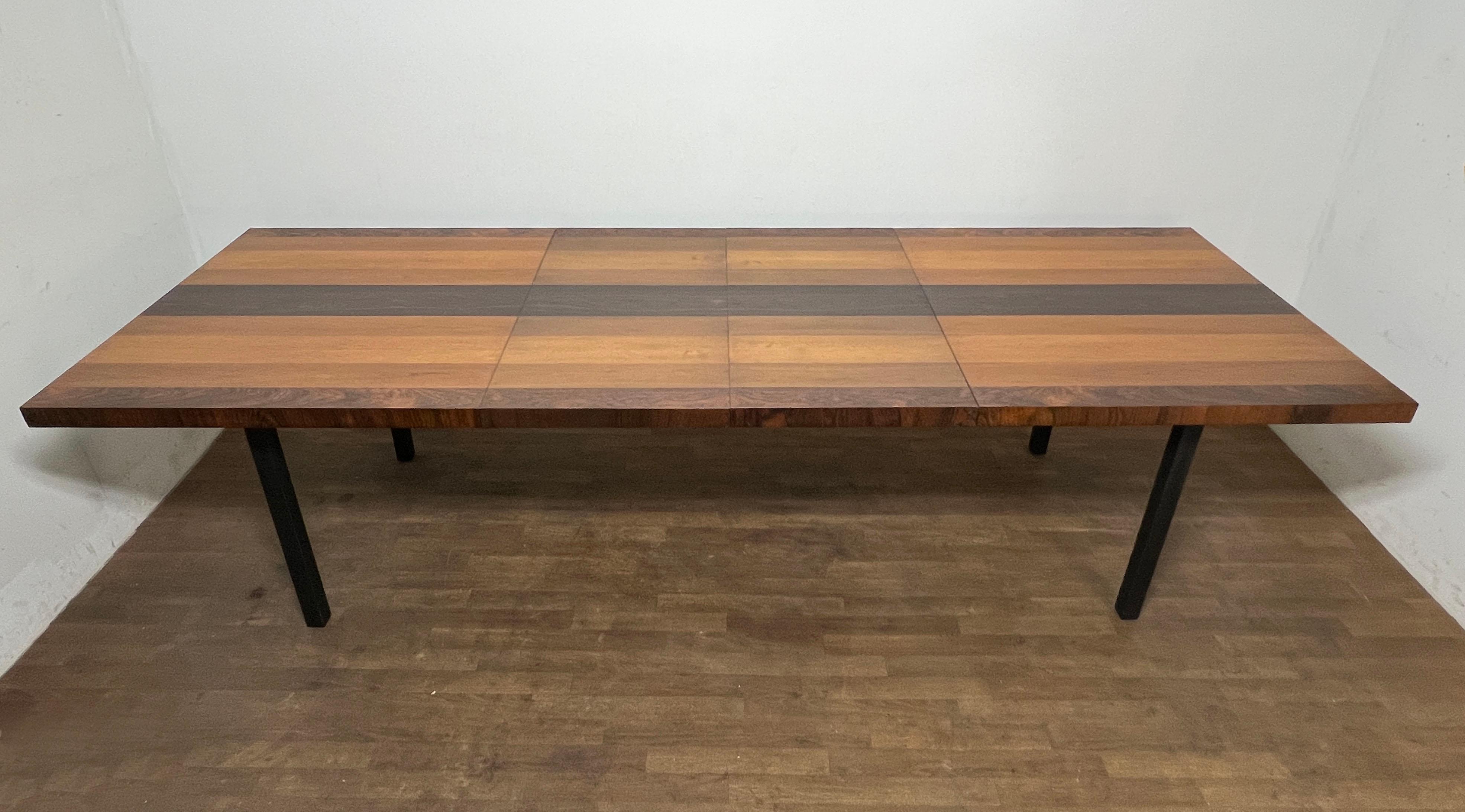 Milo Baughman for Directional Mixed Woods Dining Table with Two Leaves C. 1960s 3
