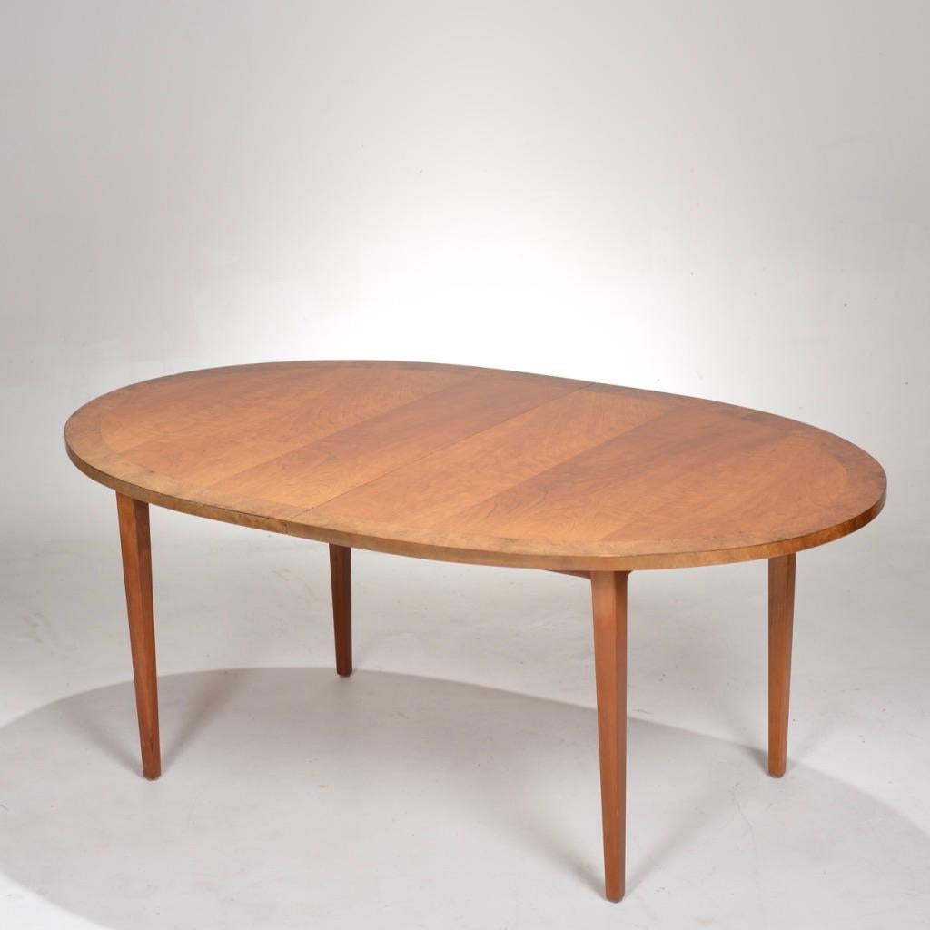 Milo Baughman for Directional Oval Burl Wood Dining Table with Three Leaves 2