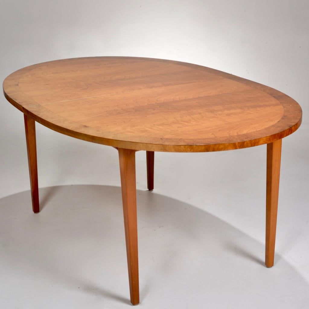 Milo Baughman for Directional Oval Burl Wood Dining Table with Three Leaves 3