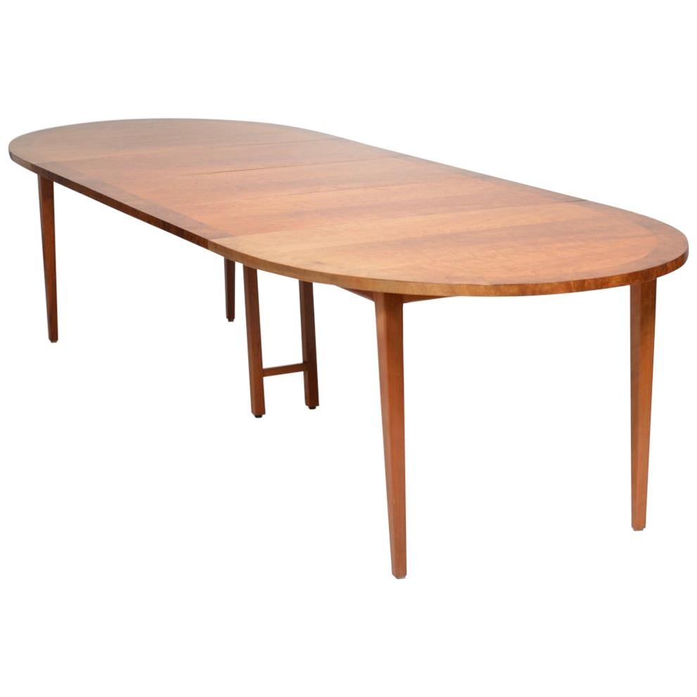 Milo Baughman for Directional Oval Burl Wood Dining Table with Three Leaves