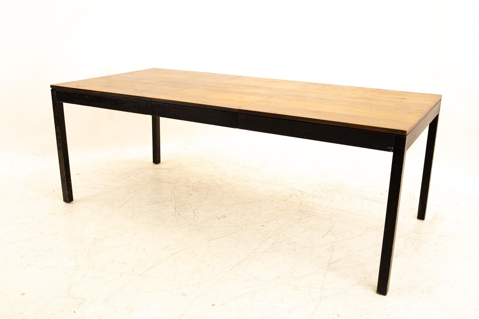 Milo Baughman for Directional Parsons Midcentury Multi Wood Dining Table In Good Condition In Countryside, IL