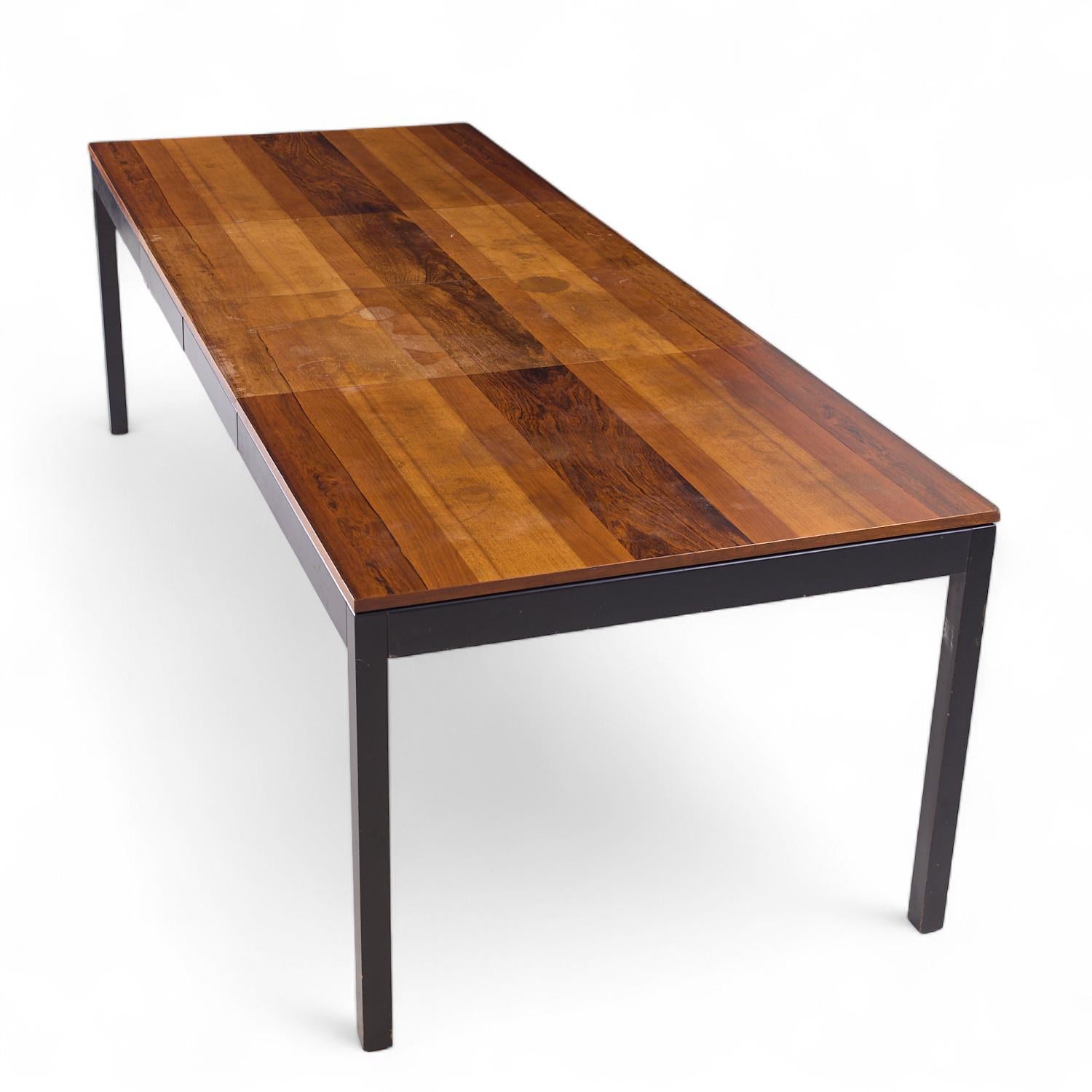 Milo Baughman for Directional Rosewood, Walnut, Ash Dining Table with 2 Leaves For Sale 7
