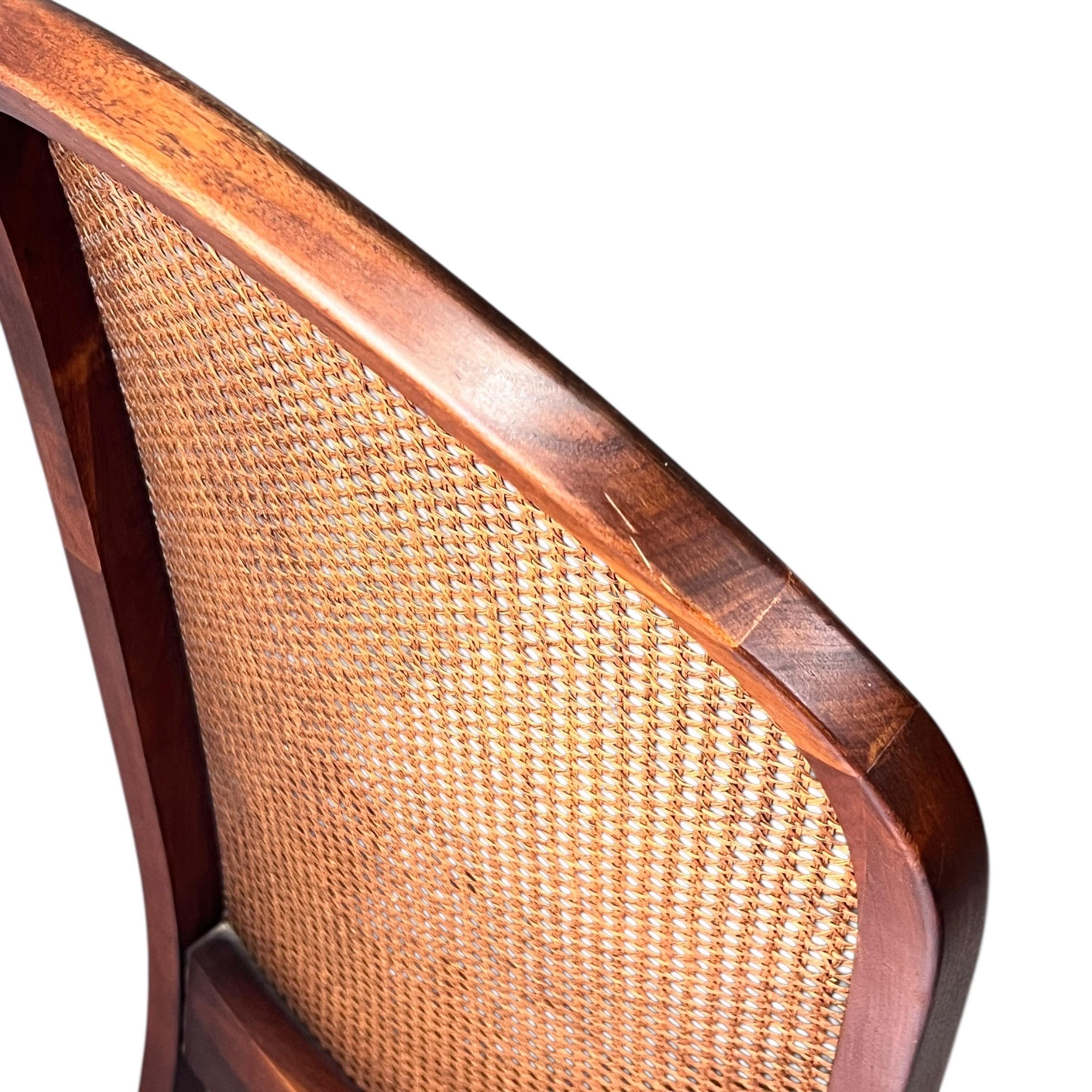 Mid-20th Century Milo Baughman for Directional Walnut and Cane Back Dining Chairs - Set of 8 For Sale