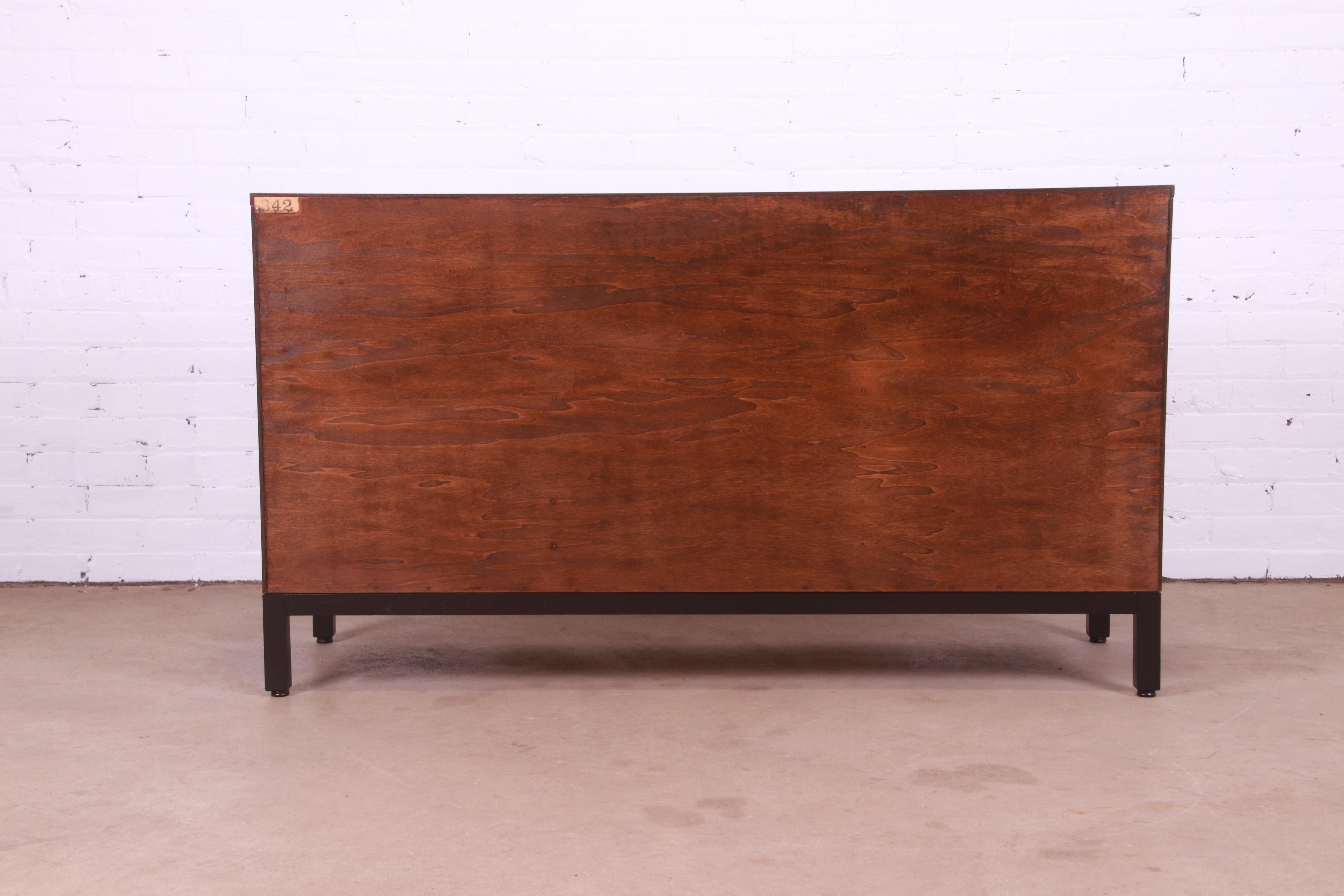 Milo Baughman for Directional Walnut and Ebonized Sideboard Credenza, Refinished 8