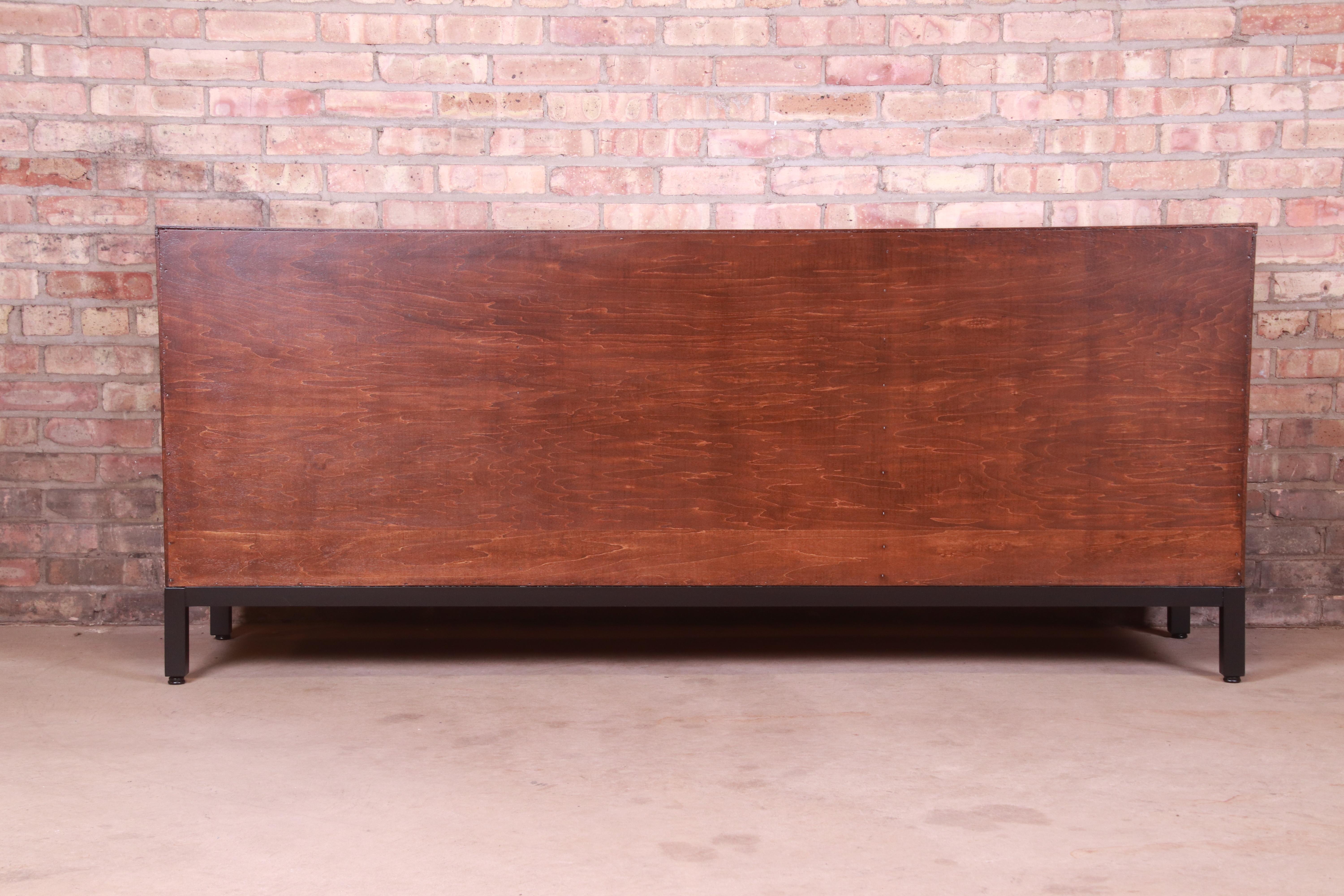 Milo Baughman for Directional Walnut and Ebonized Sideboard Credenza, Refinished 12